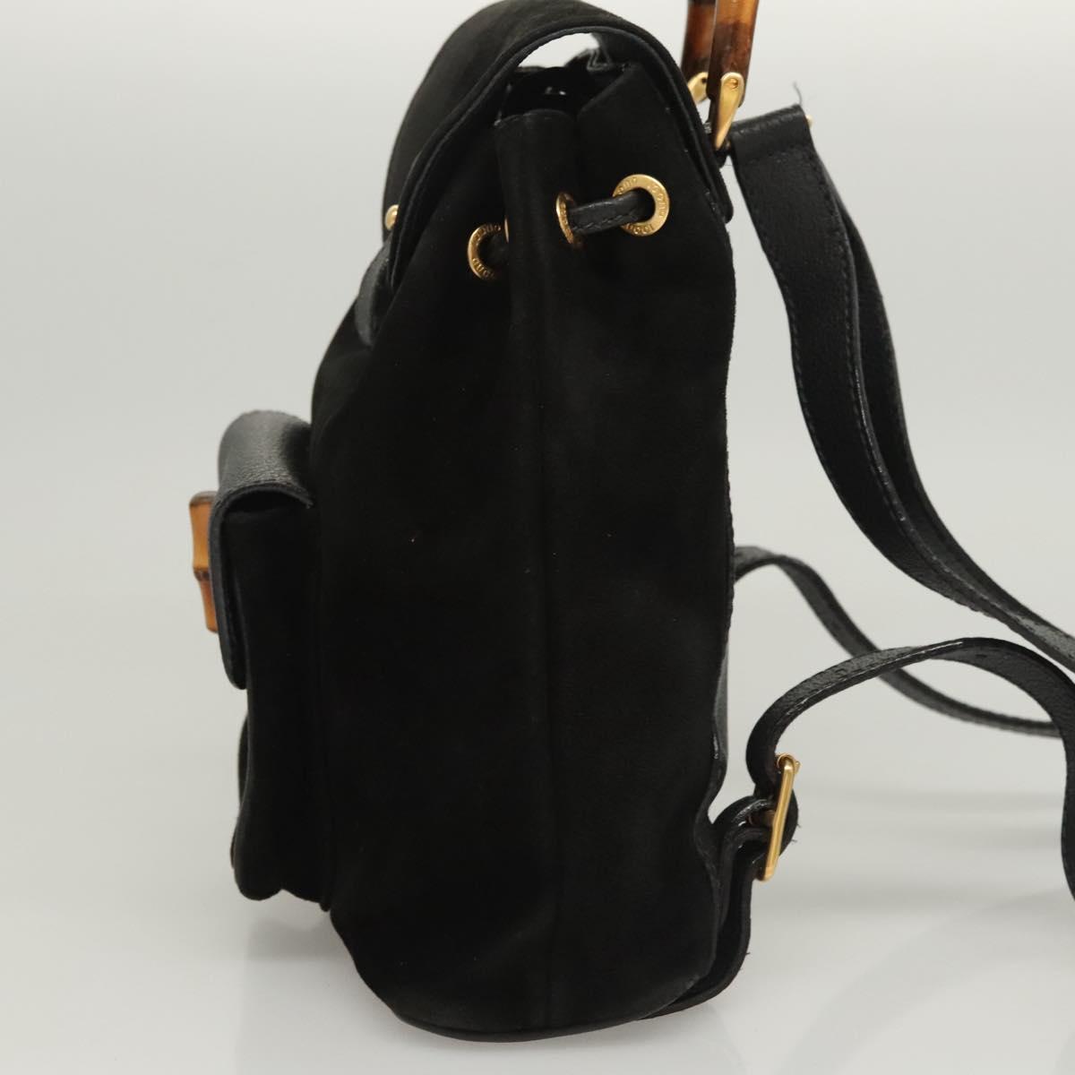 Gucci Bamboo Black Suede Backpack Bag
