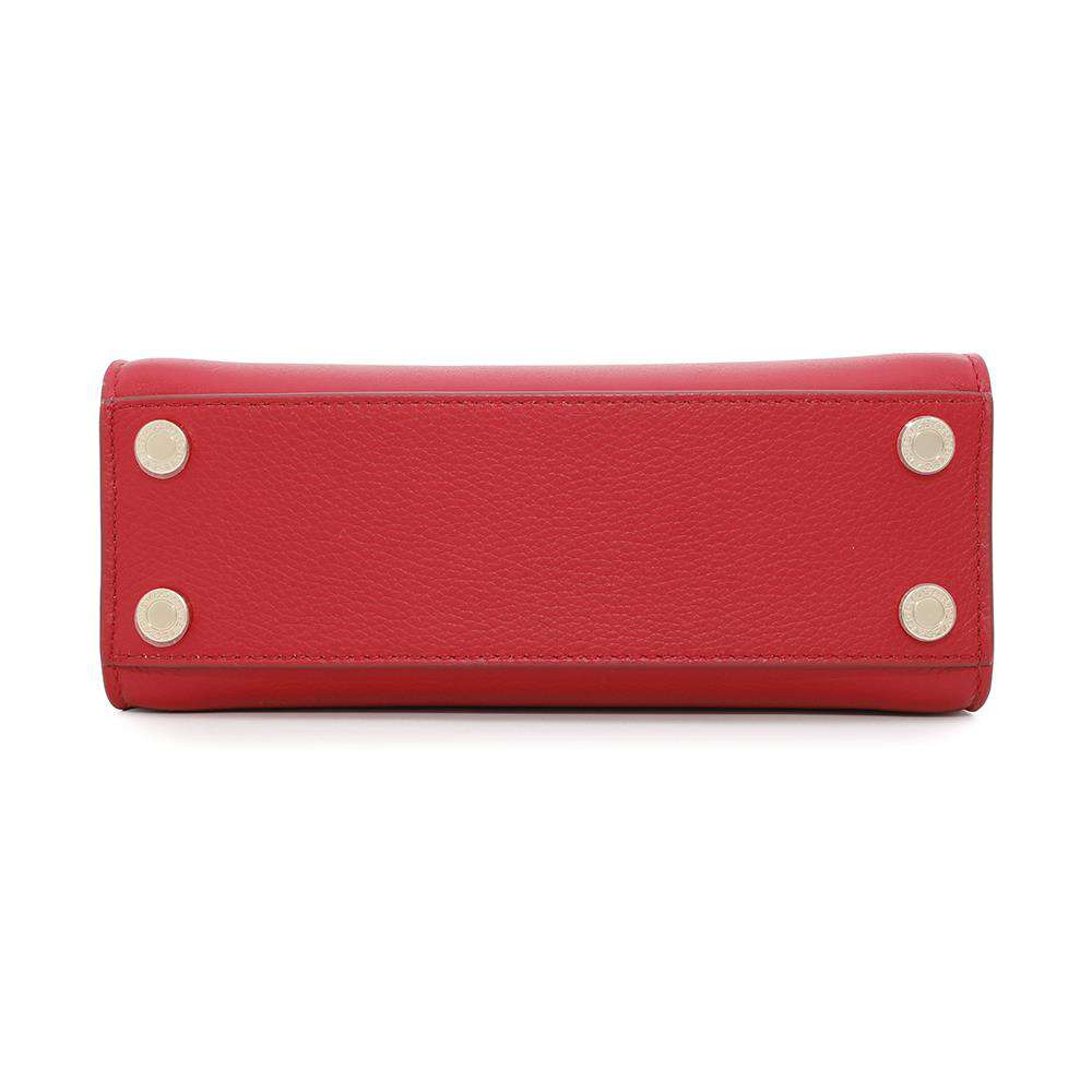 BVLGARI Logo Tote Bag Red291656 Leather Size Small