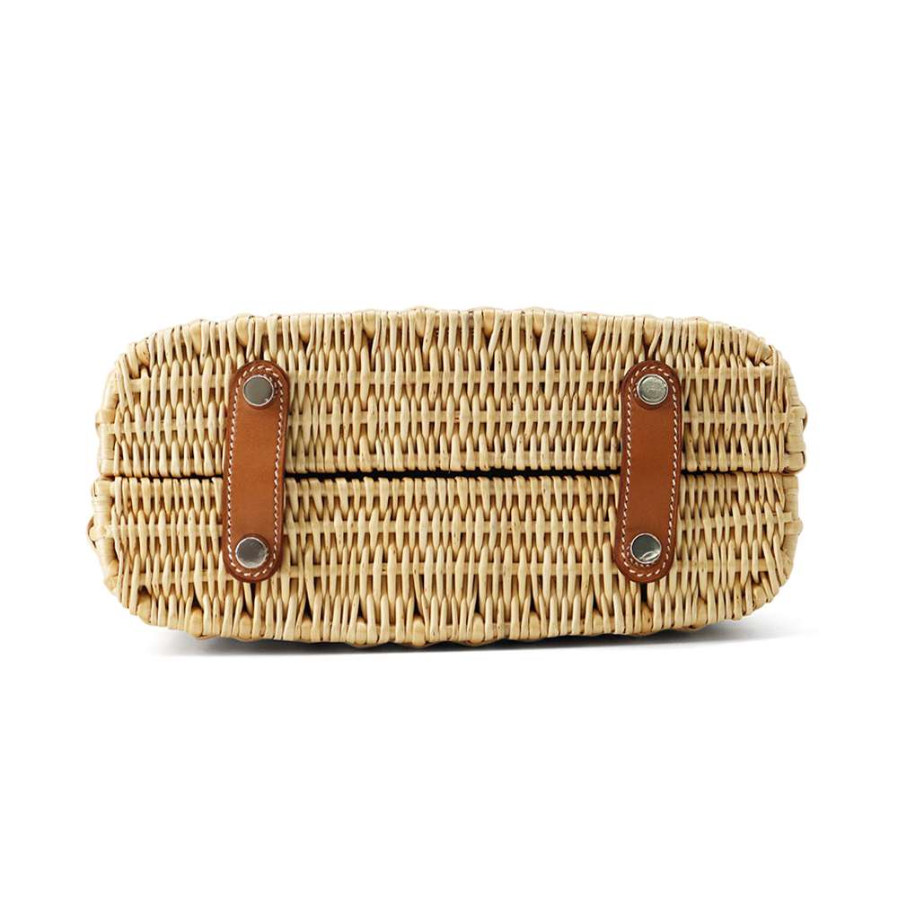 HERMES Bolit Picnic Natural/Fauve Willow Barenia Leather Size 24