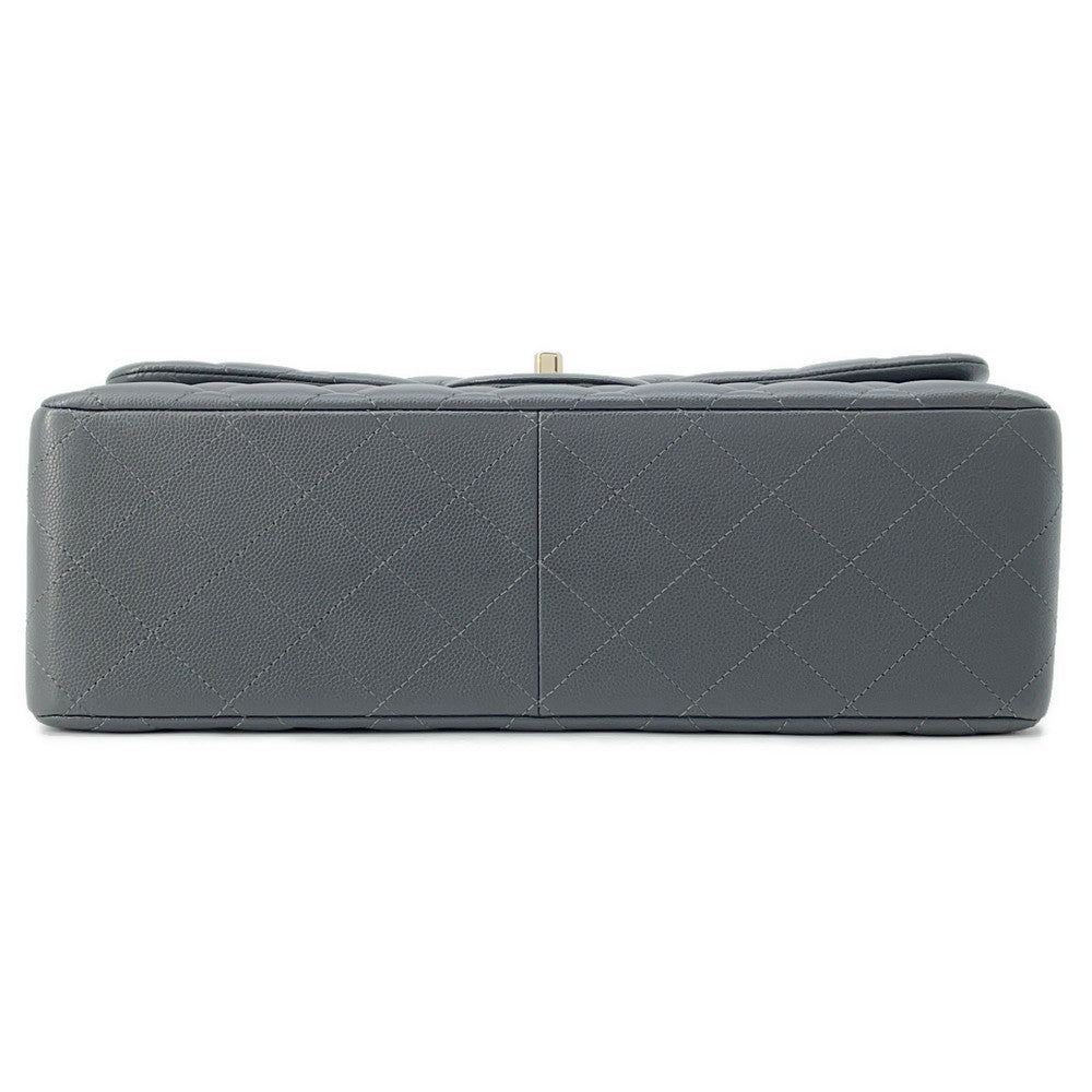 CHANEL Jumbo Matelasse W Flap ChainShoulder Bag GrayA58600 Caviar Leather Size 30