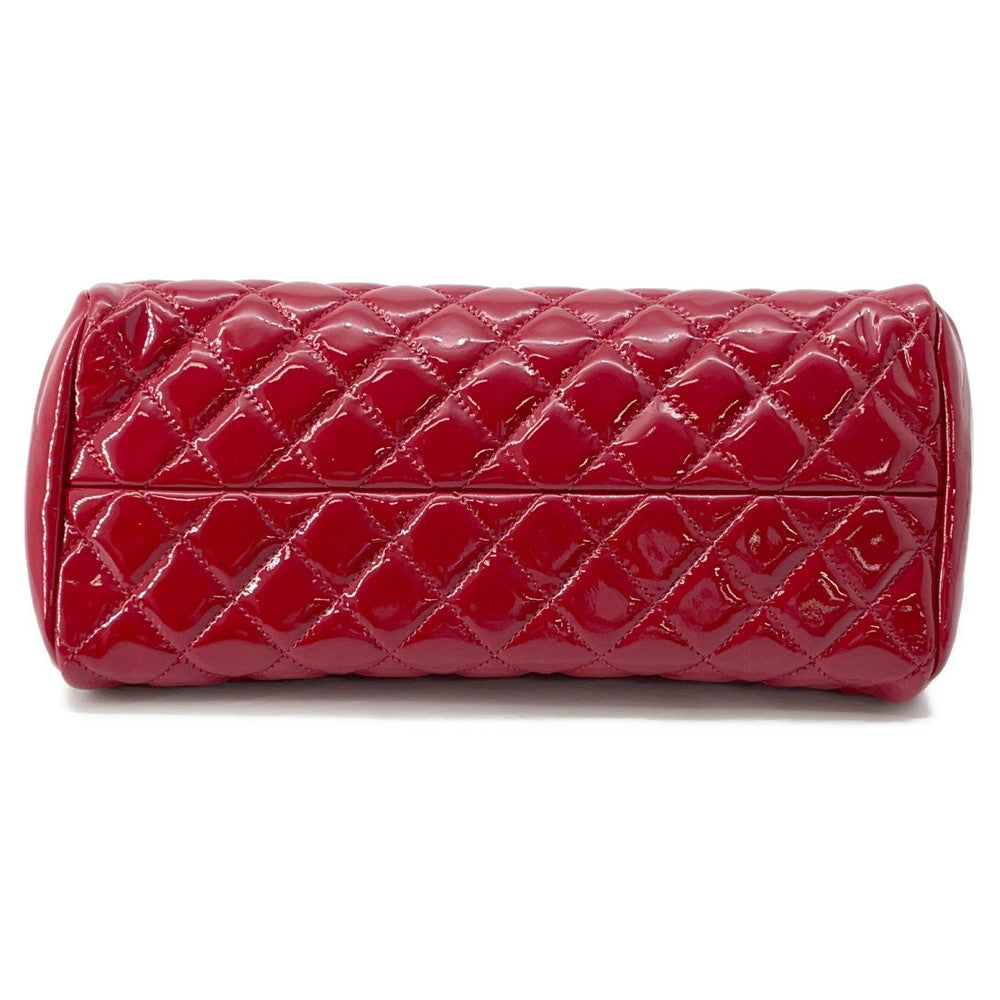 CHANEL Mademoiselle ChainBowling Bag Red Patent Leather