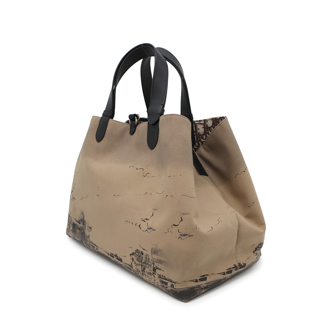 Dior Jules Oblique Tote Bag BeigeM2820OZBP Nylon Leather Size Large