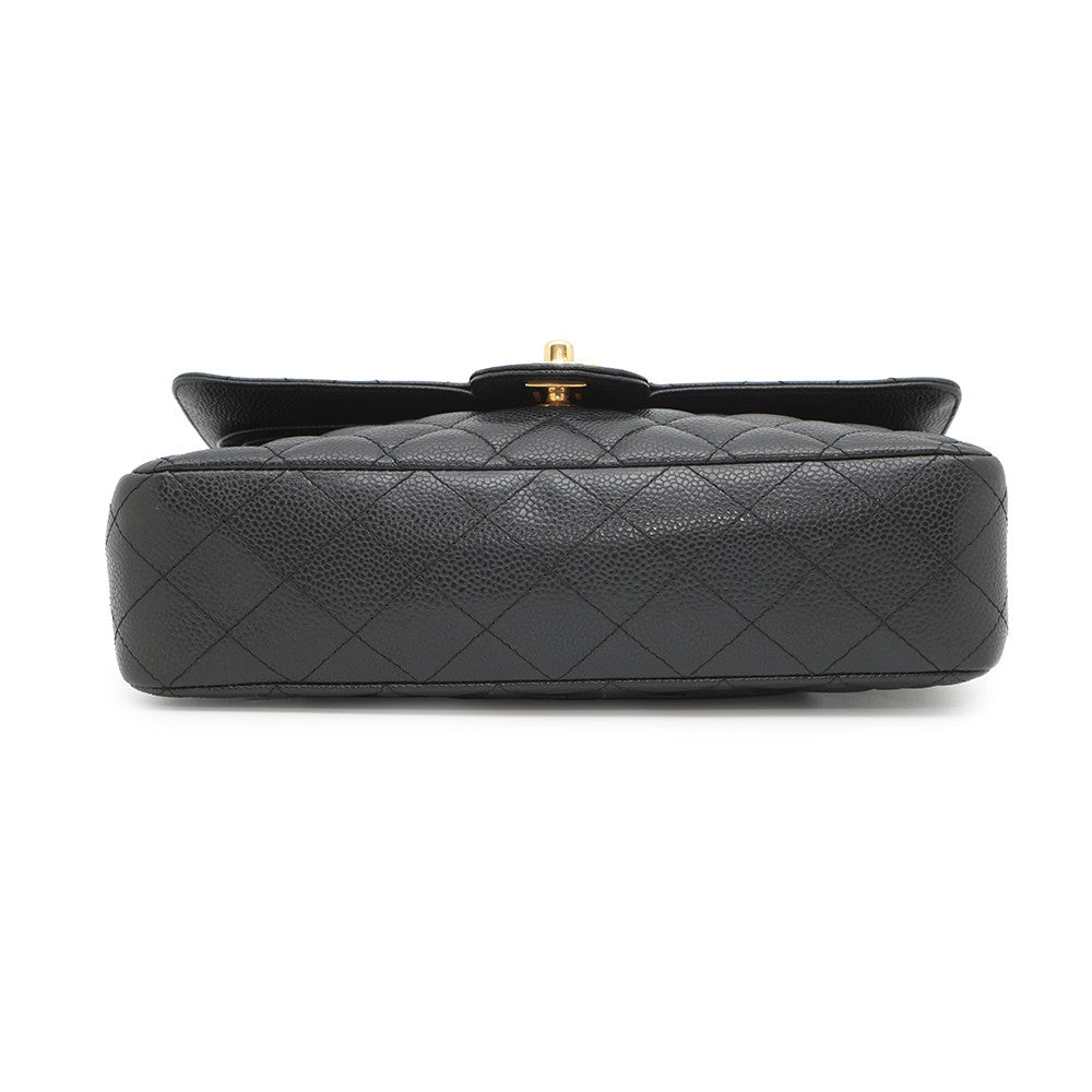 CHANEL Matelasse Double Flap ChainShoulder Bag BlackA01112 Caviar Leather Size 25