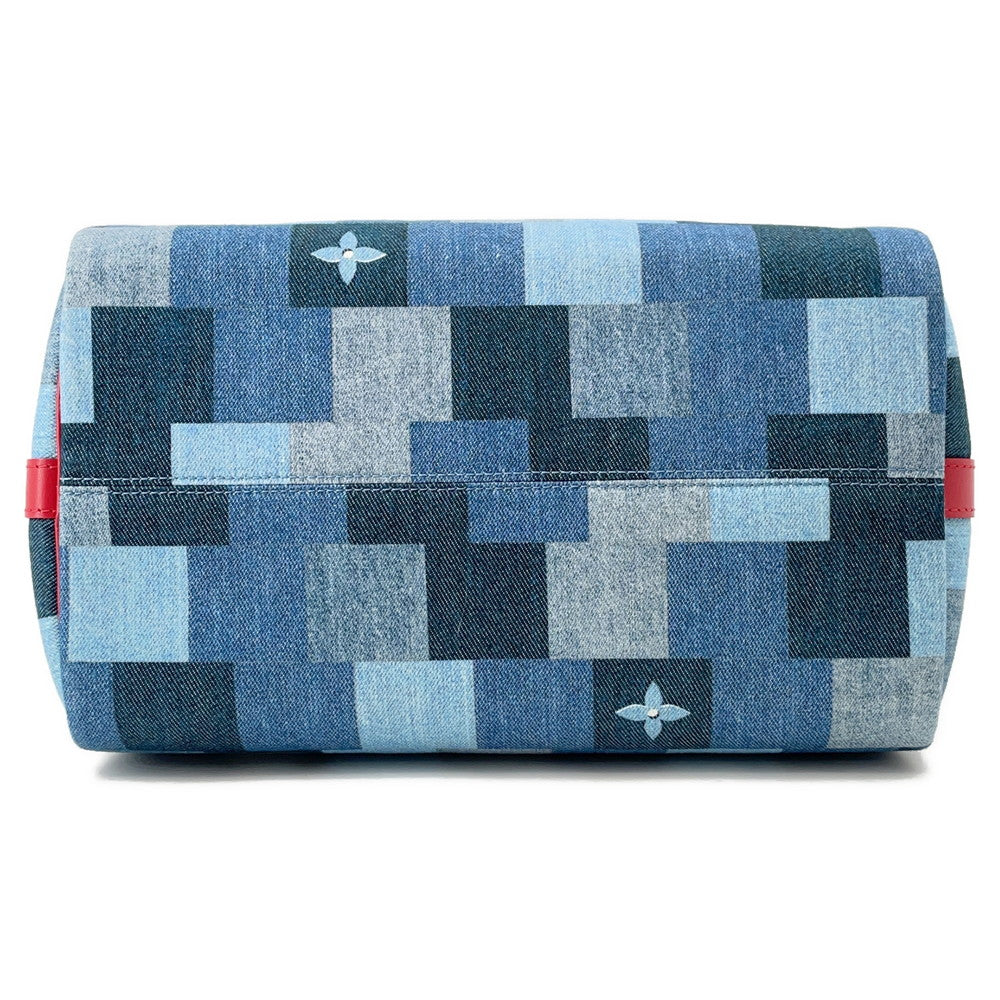 LOUIS VUITTON Speedy Bandouliere Blue/RedM45041 Monogram Denim Size 30