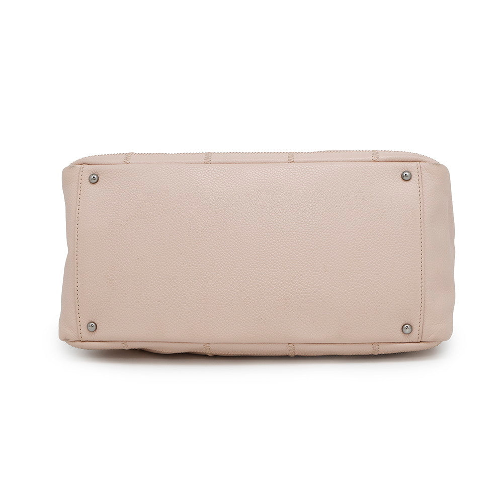 CHANEL Chocolate Bar Tote Bag Pink Leather