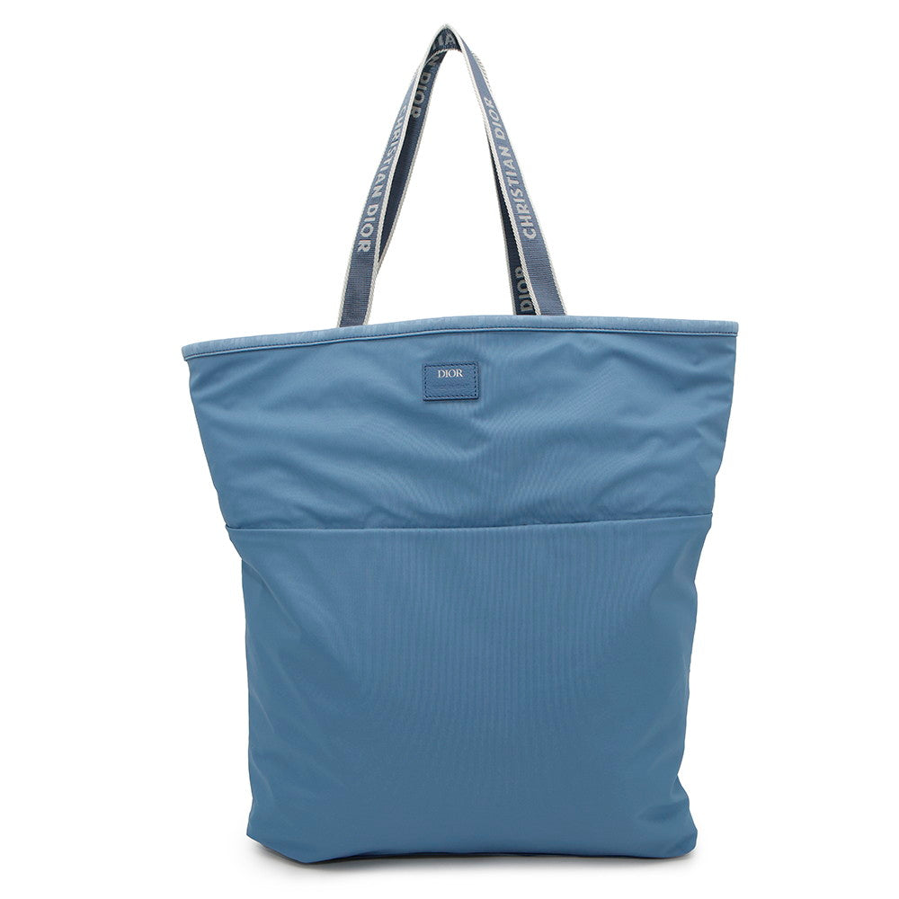 Dior Oblique Reversible Tote Bag Light Blue Canvas Pile
