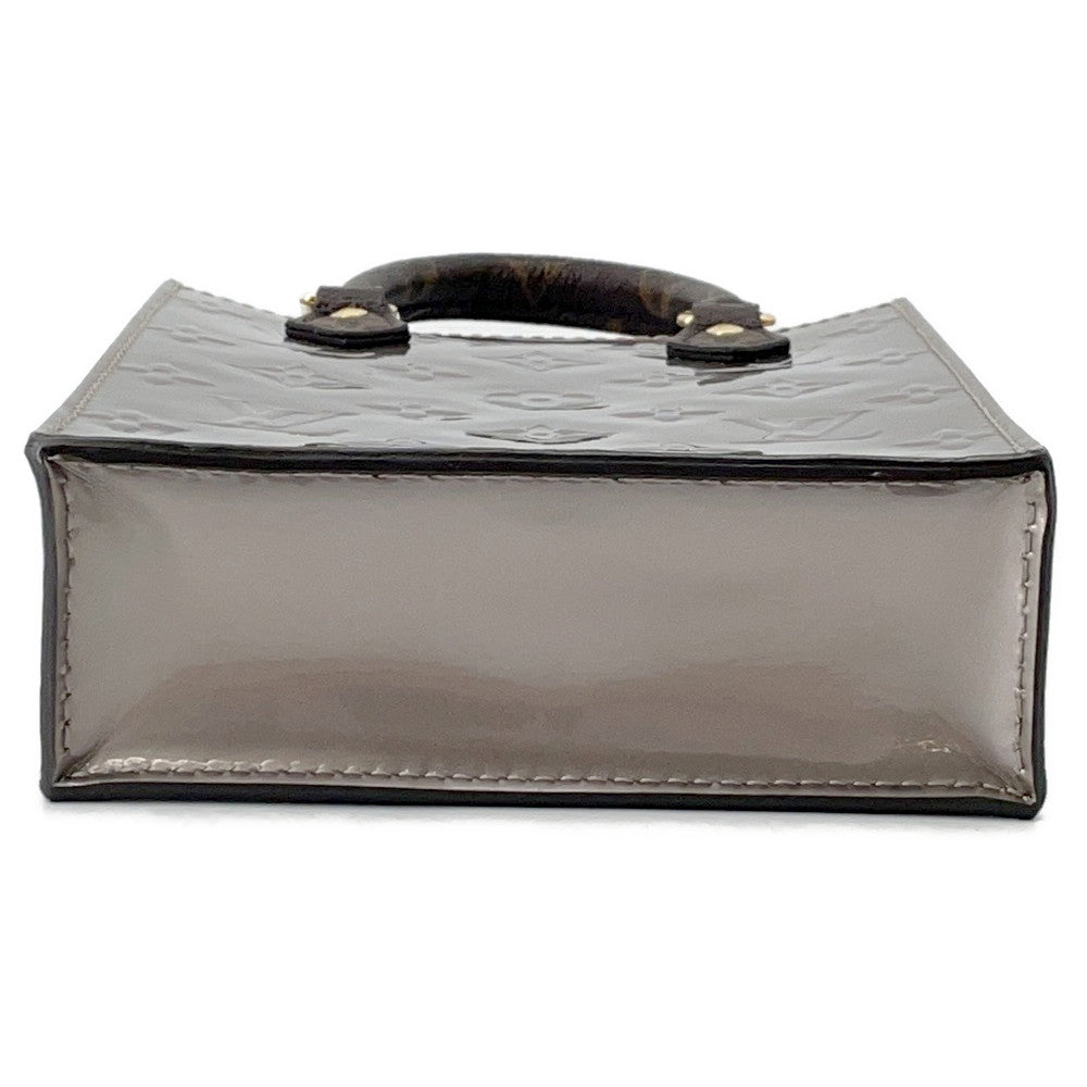 LOUIS VUITTON Petit Sac Plat MetalicTaupe Grey/GrayM90564 Monogram Vernis Leather