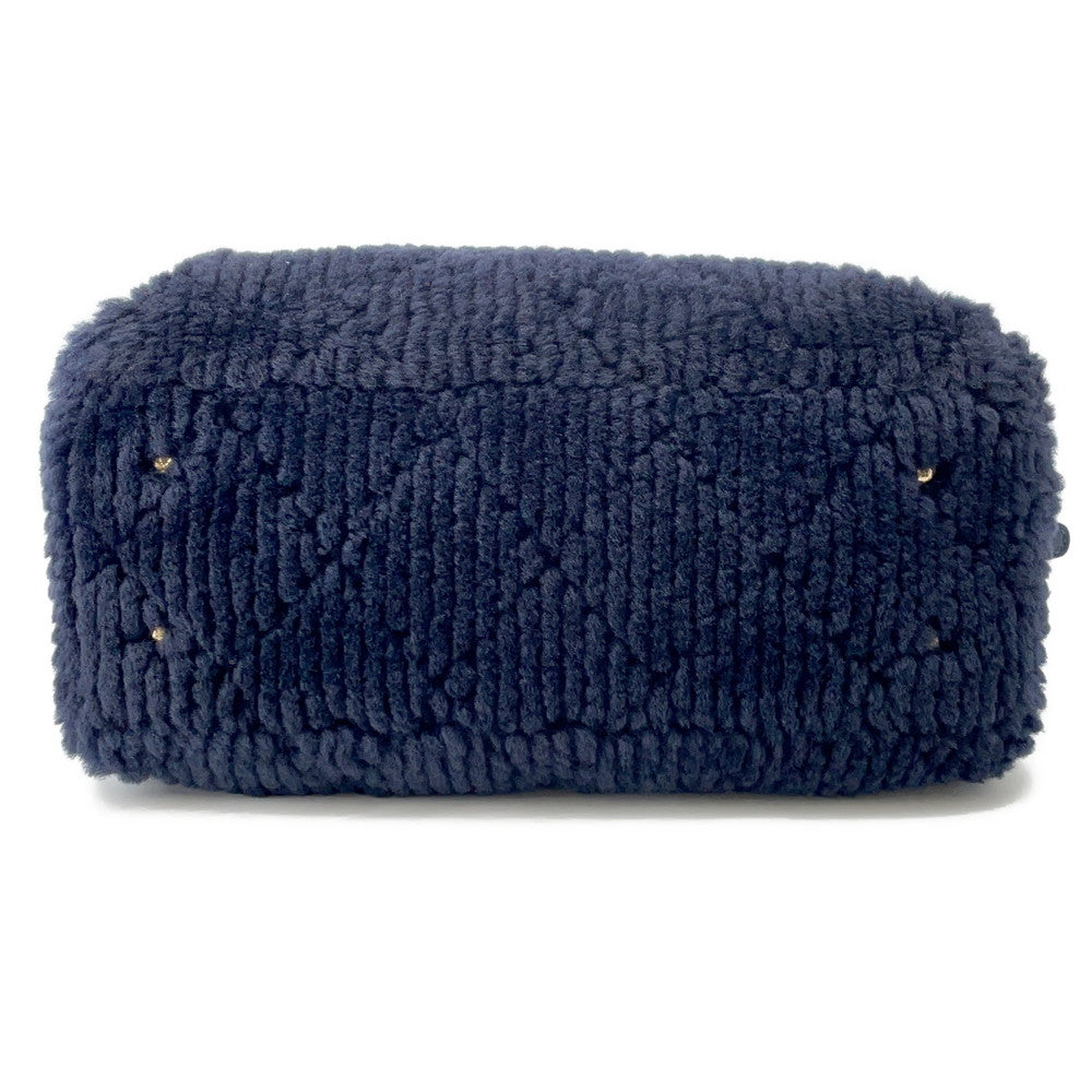 CHANEL Coco Neige Bowling Bag NavyAS5059 Shearling Lambskin Size Large