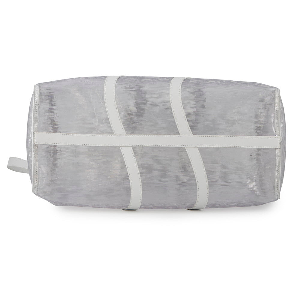 LOUIS VUITTON Epi Leather Plage Keepall Bandouliere White/TransparentM55814 PVC Size 50