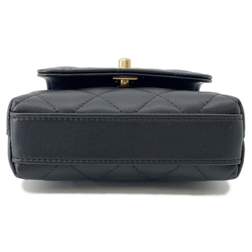 CHANEL Coco Handle ChainShoulder Bag BlackAP4245 Lambskin Strass Size micro