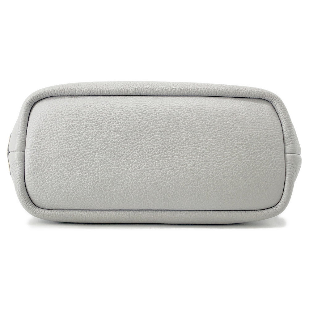 PRADA Punching logo Tote Bag Gray1BG390 Leather Size Small