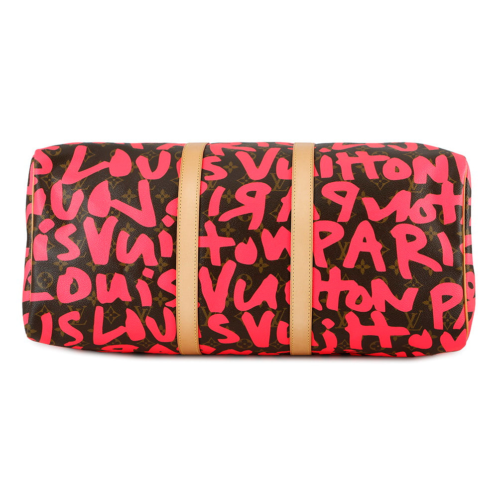 LOUIS VUITTON Keepall Fuchsia/BrownM93698 Monogram・Graffiti Size 50