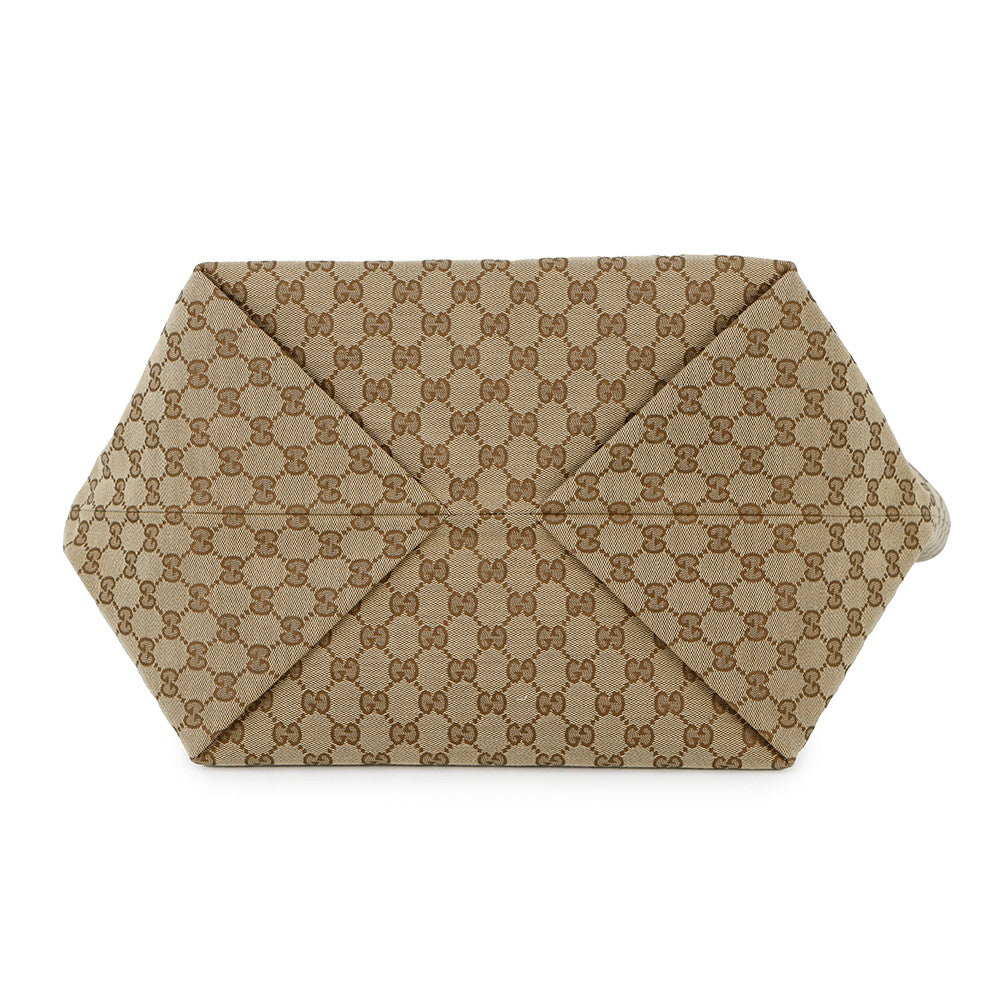 GUCCI GG Canvas Tortissima Tote Bag Beige788203 Canvas Leather
