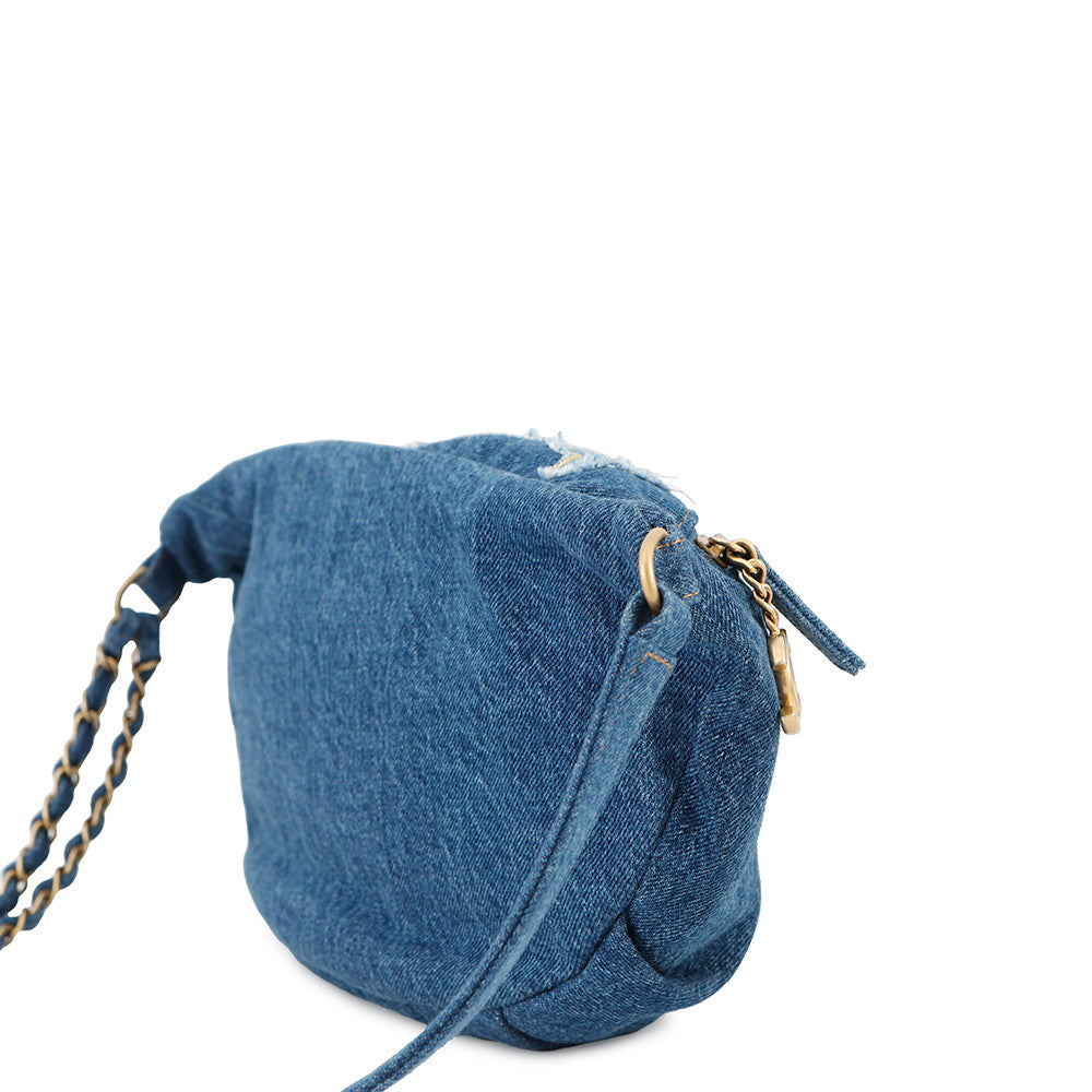 CHANEL CC Logo Waist Bag Blue Denim