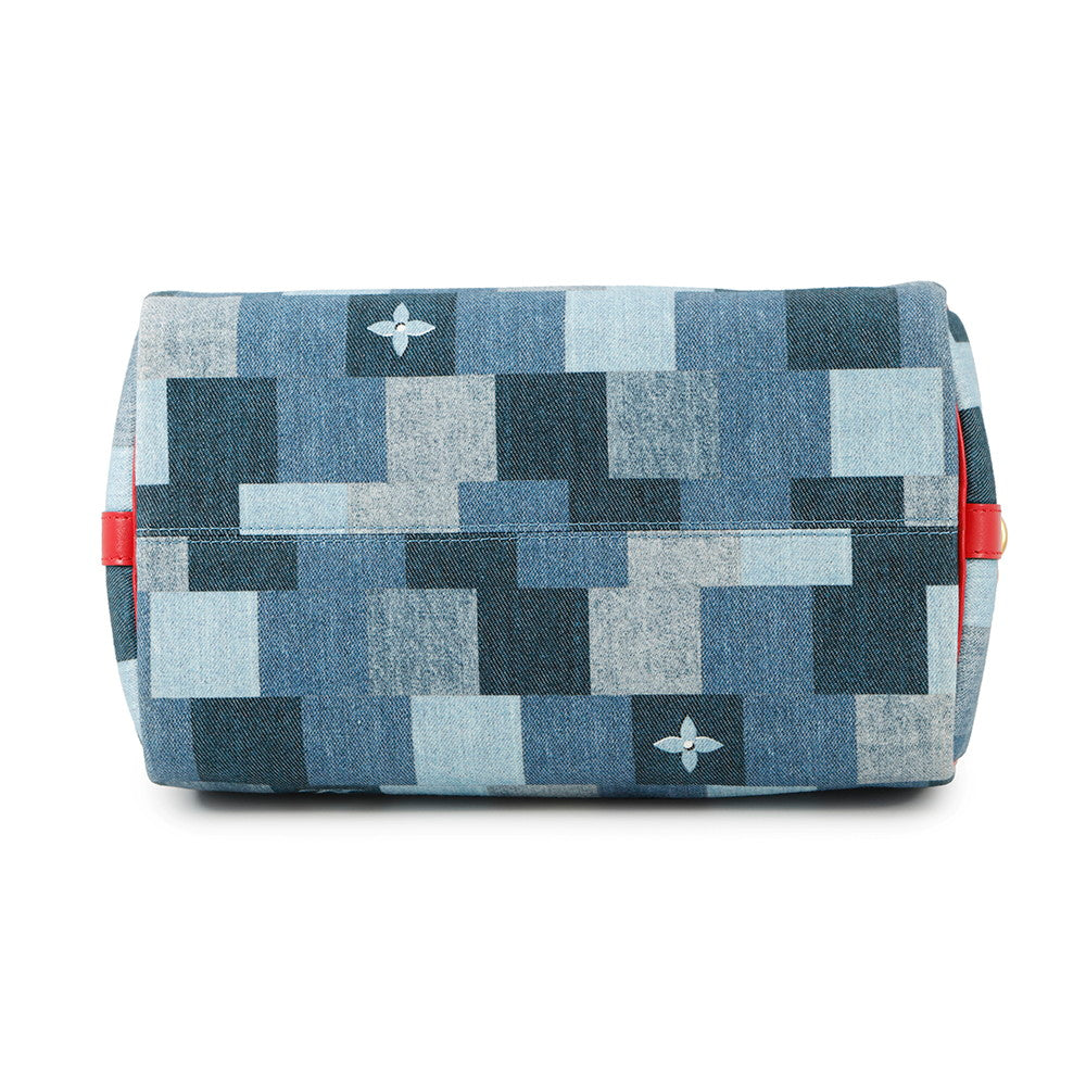 LOUIS VUITTON Speedy Bandouliere Blue/RedM45041 Monogram Denim Size 30