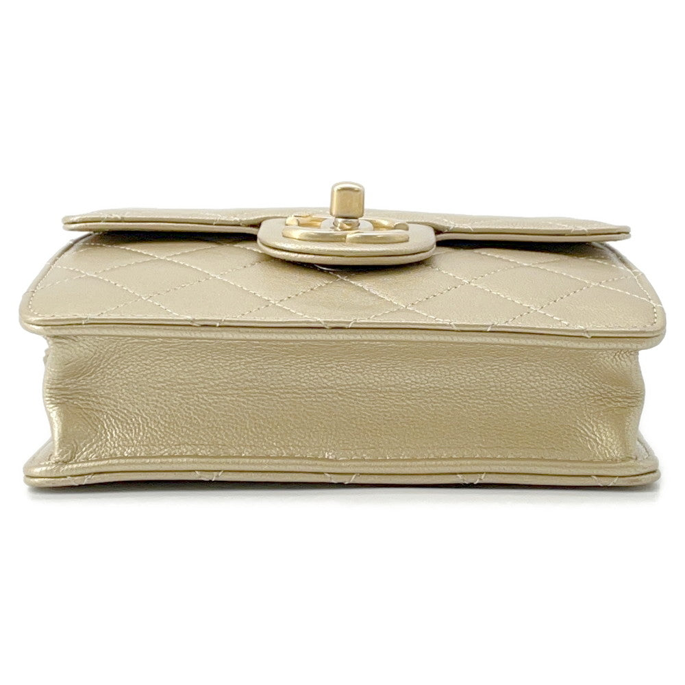 CHANEL Matelasse Clear Pearl Shoulder Bag GoldAS0584 Goatskin Leather