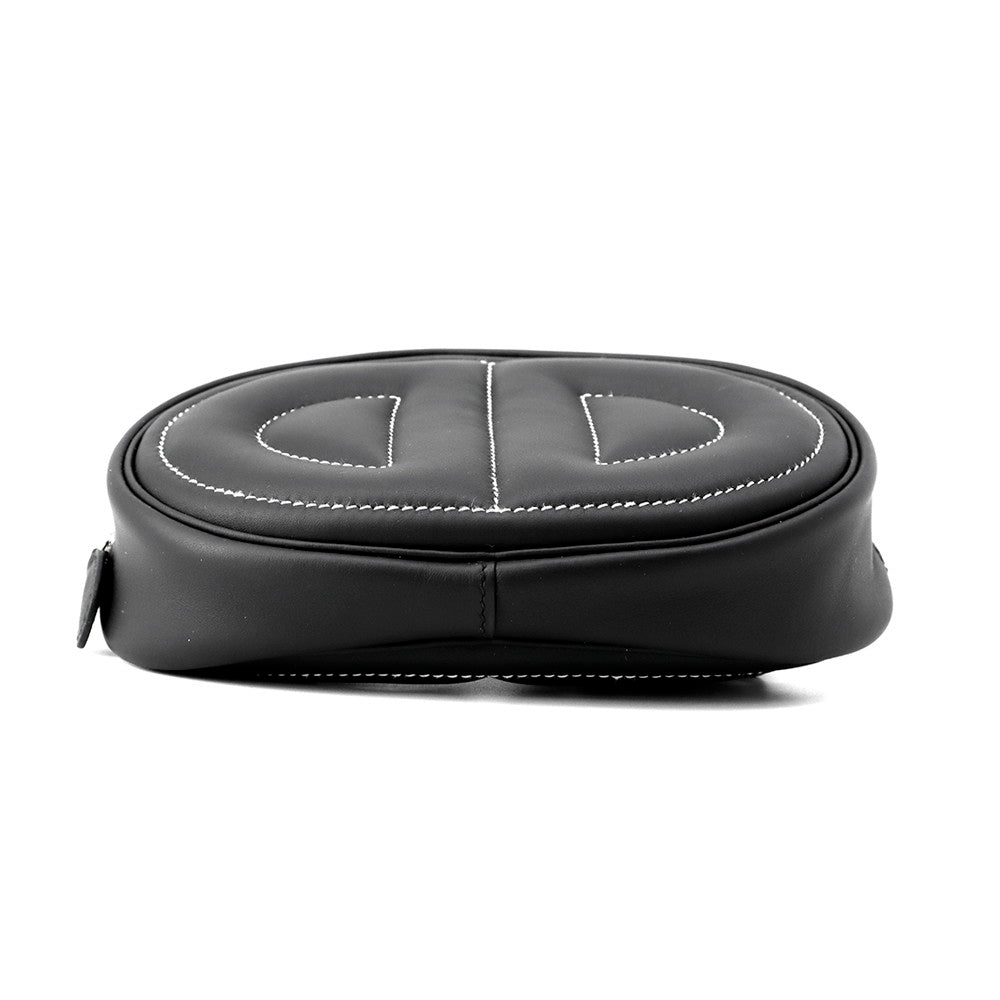 HERMES In the Loop Cross Body Bag Black Swift Leather