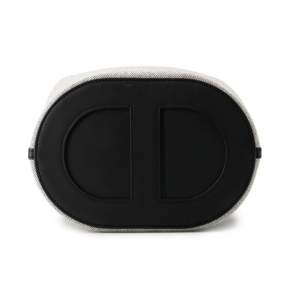 HERMES In the loop Ecru/Black Toile H Swift Leather Size 23