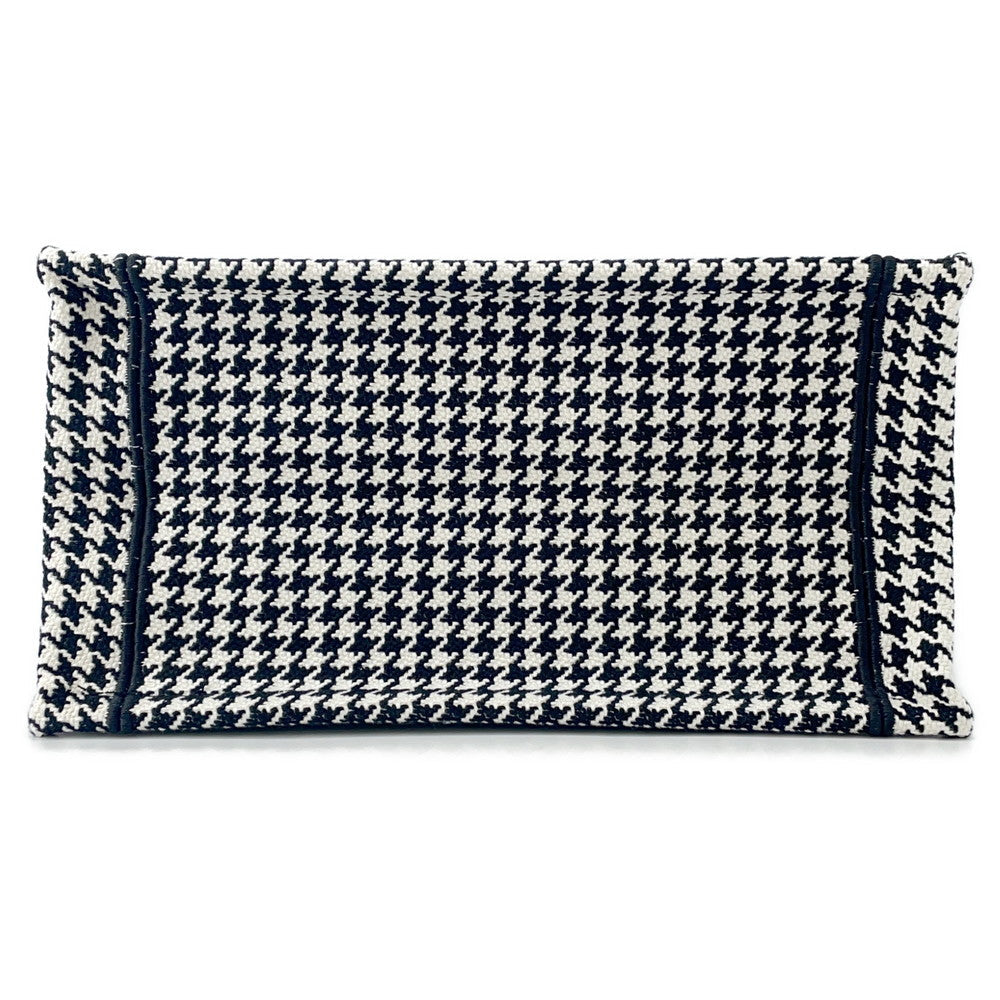 Dior Book Tote Houndstooth Pattern White/Black Canvas Size Small
