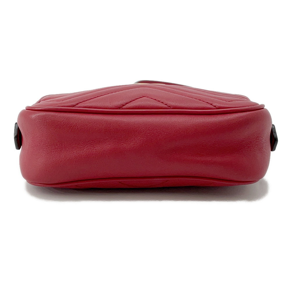 GUCCI GG Marmont Mini Shoulder Bag Red/Beige448065 Leather Size Mini
