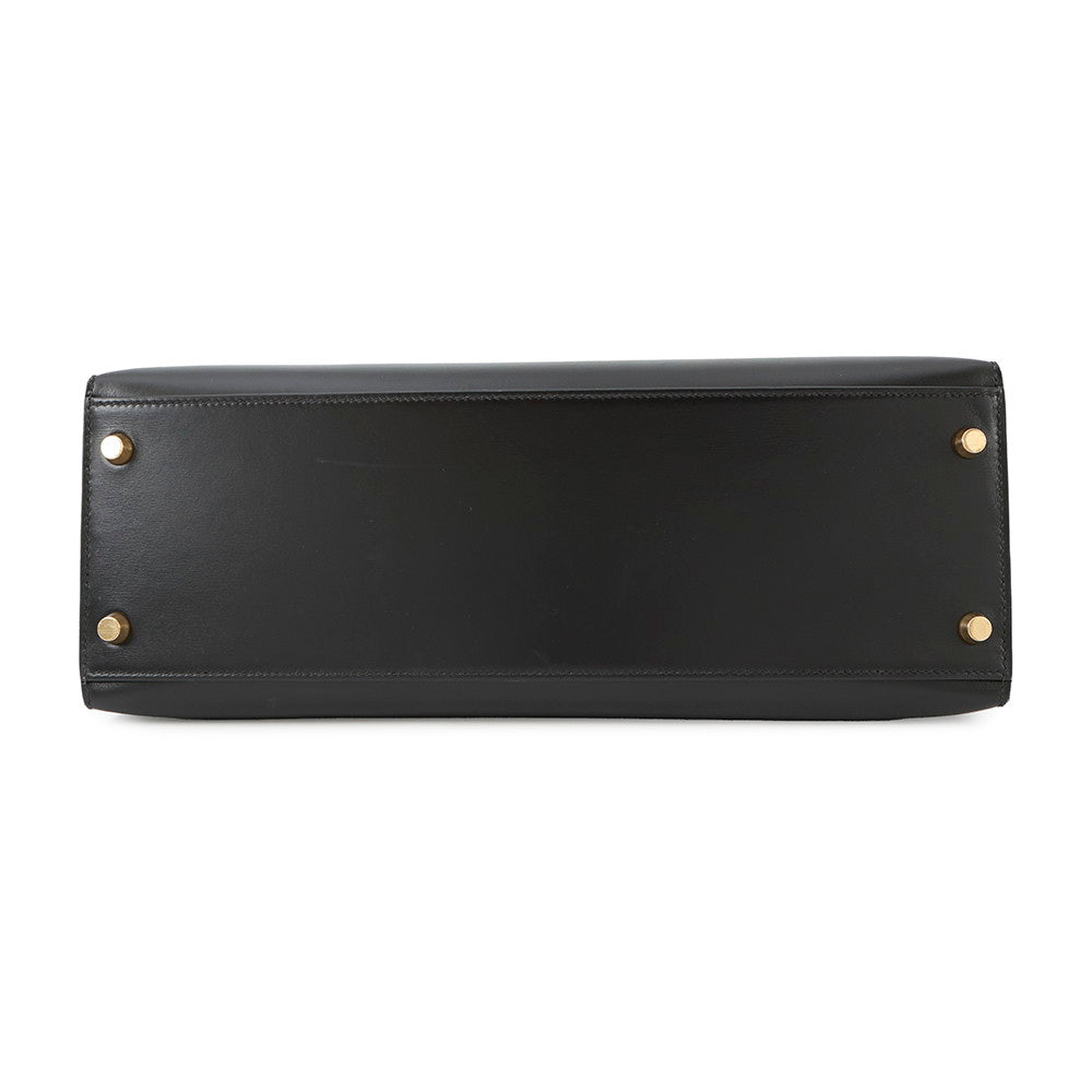 HERMES Kelly Sellier Black Box Calf Leather Size 32