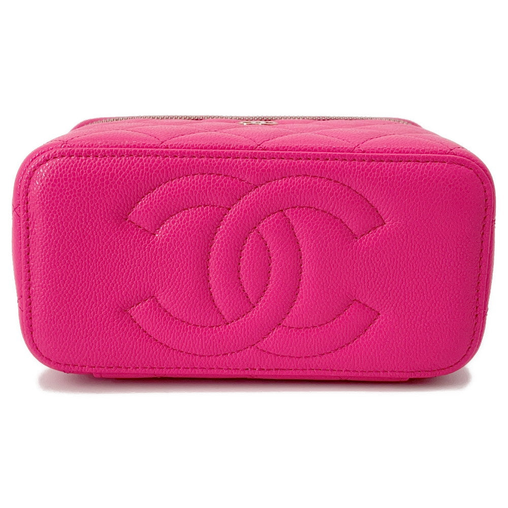 CHANEL Matelasse Vanity ChainShoulder Bag PinkAP1341 Caviar Leather Size Small