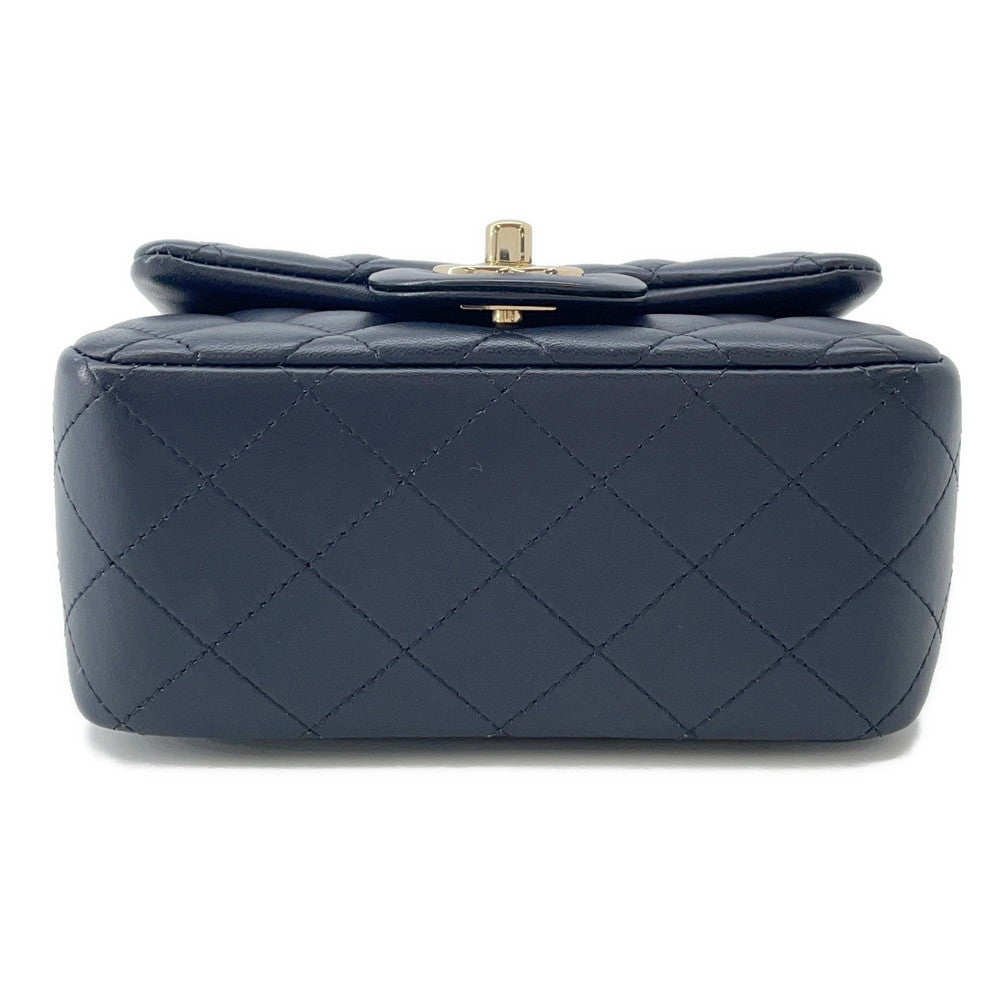 CHANEL Matelasse Single Flap Chain Shoulder NavyA35200 Lambskin Size 17