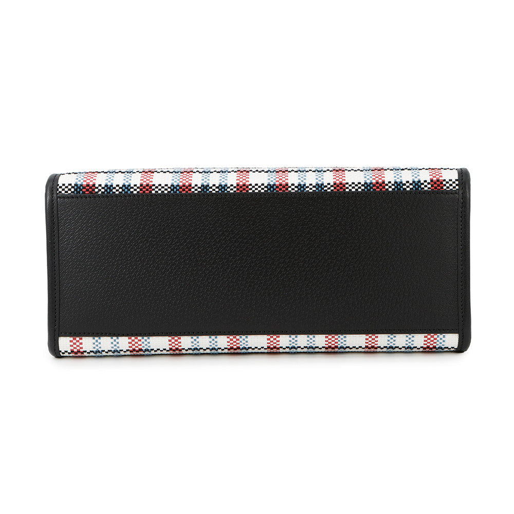 GUCCI Embroidery Check 2-Way Tote Bag Multicolor/Beige659983 Canvas Leather Size Small