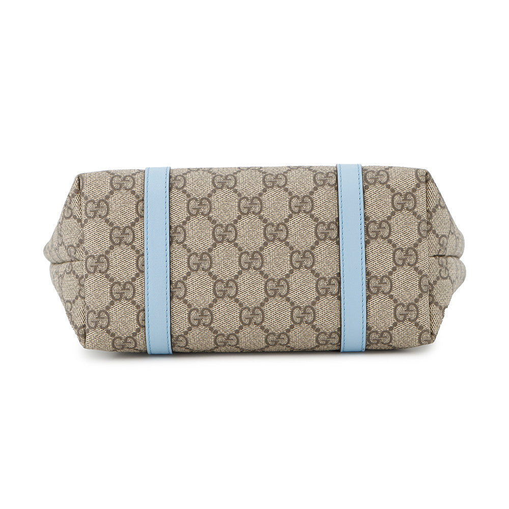 GUCCI Children's Tote Bag Beige/Light Blue/Brown297557 GG Supreme Leather