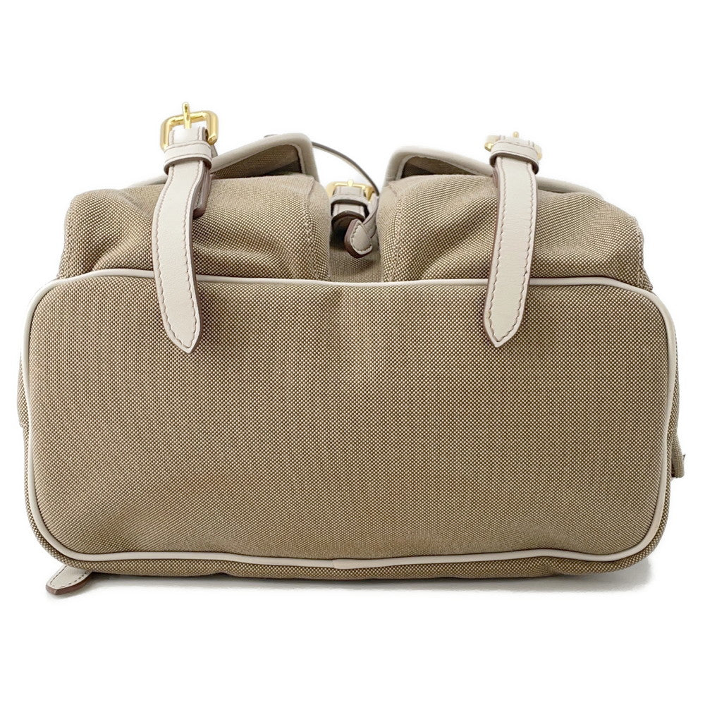 PRADA Logo Jacquard Backpack Beige1BZ006 Canvas