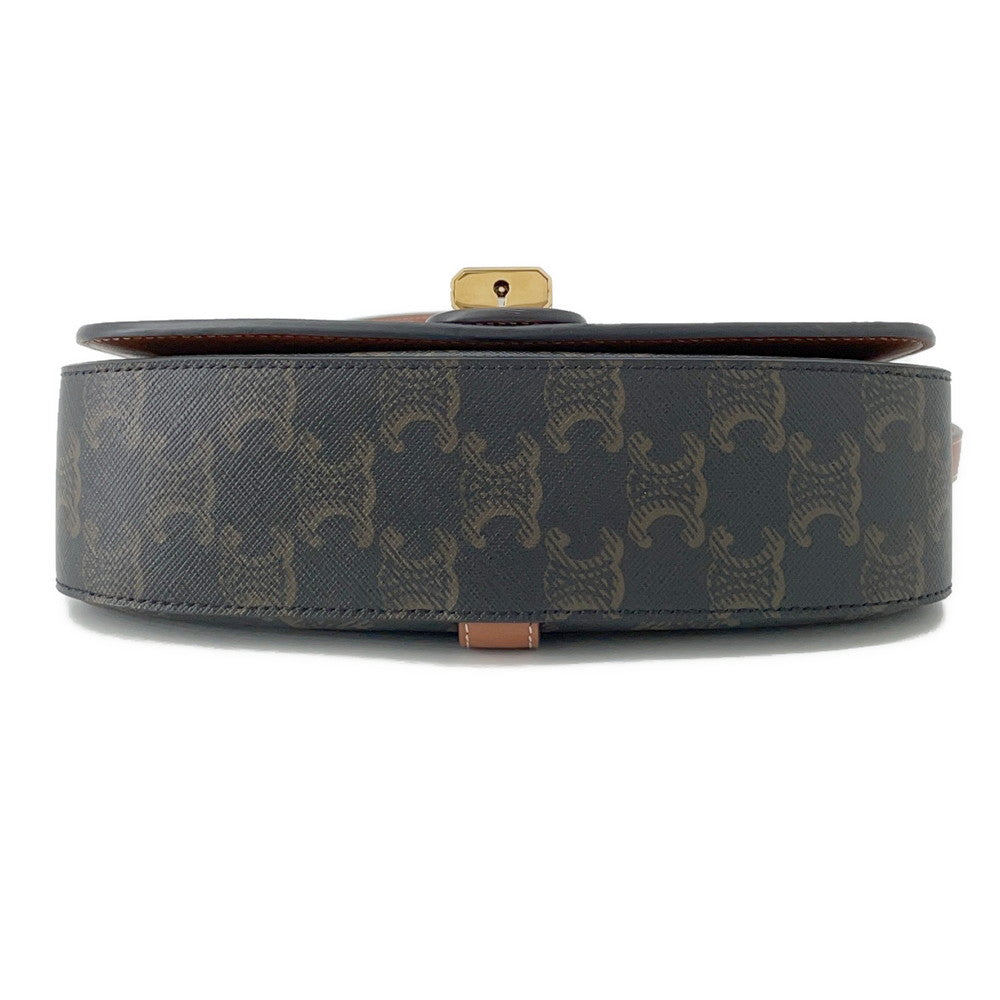 CELINE Triomphe Tabu SLG 2WAY Clutch Shoulder Bag Tan10I592 PVC Leather