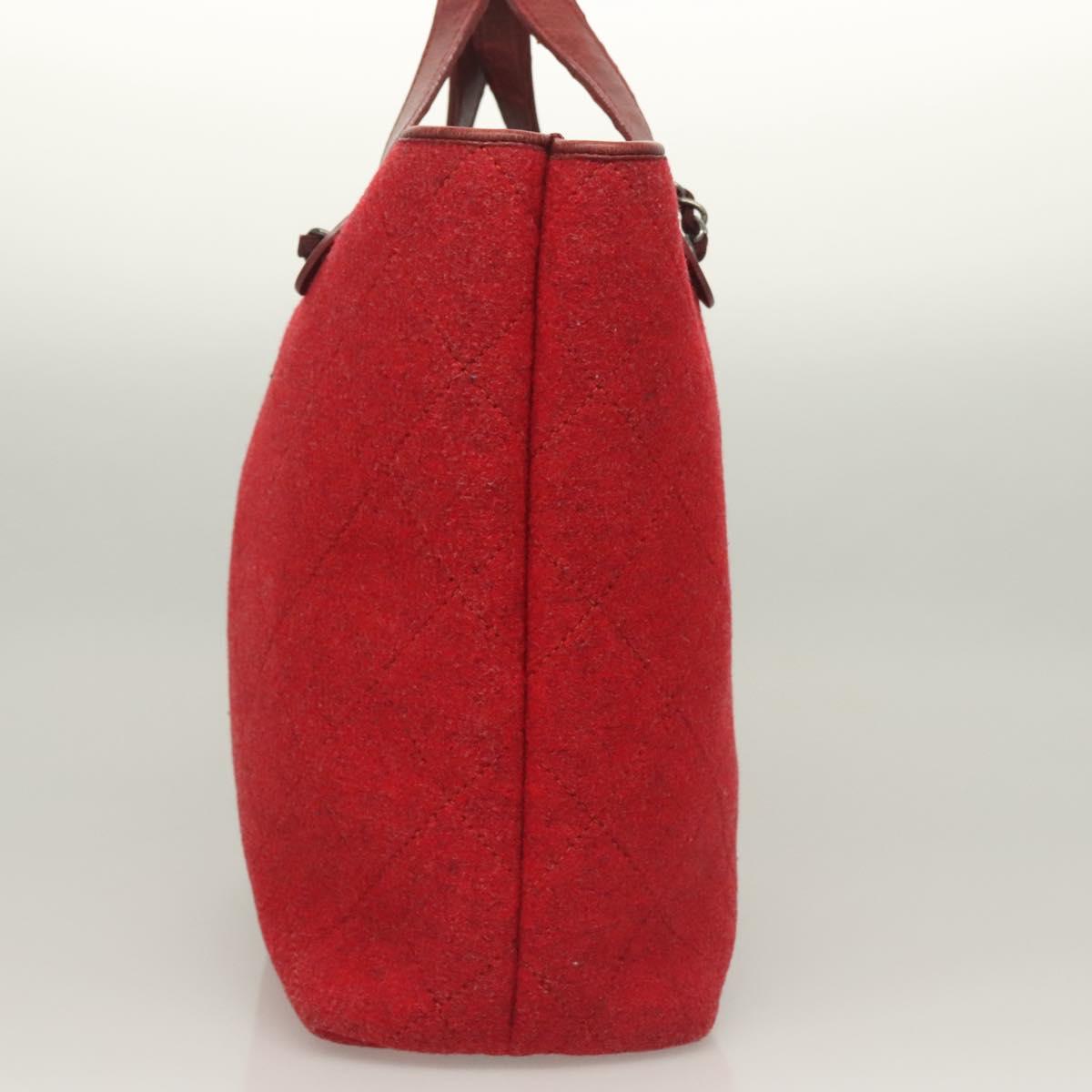 Chanel Coco Mark Red Wool Tote Bag