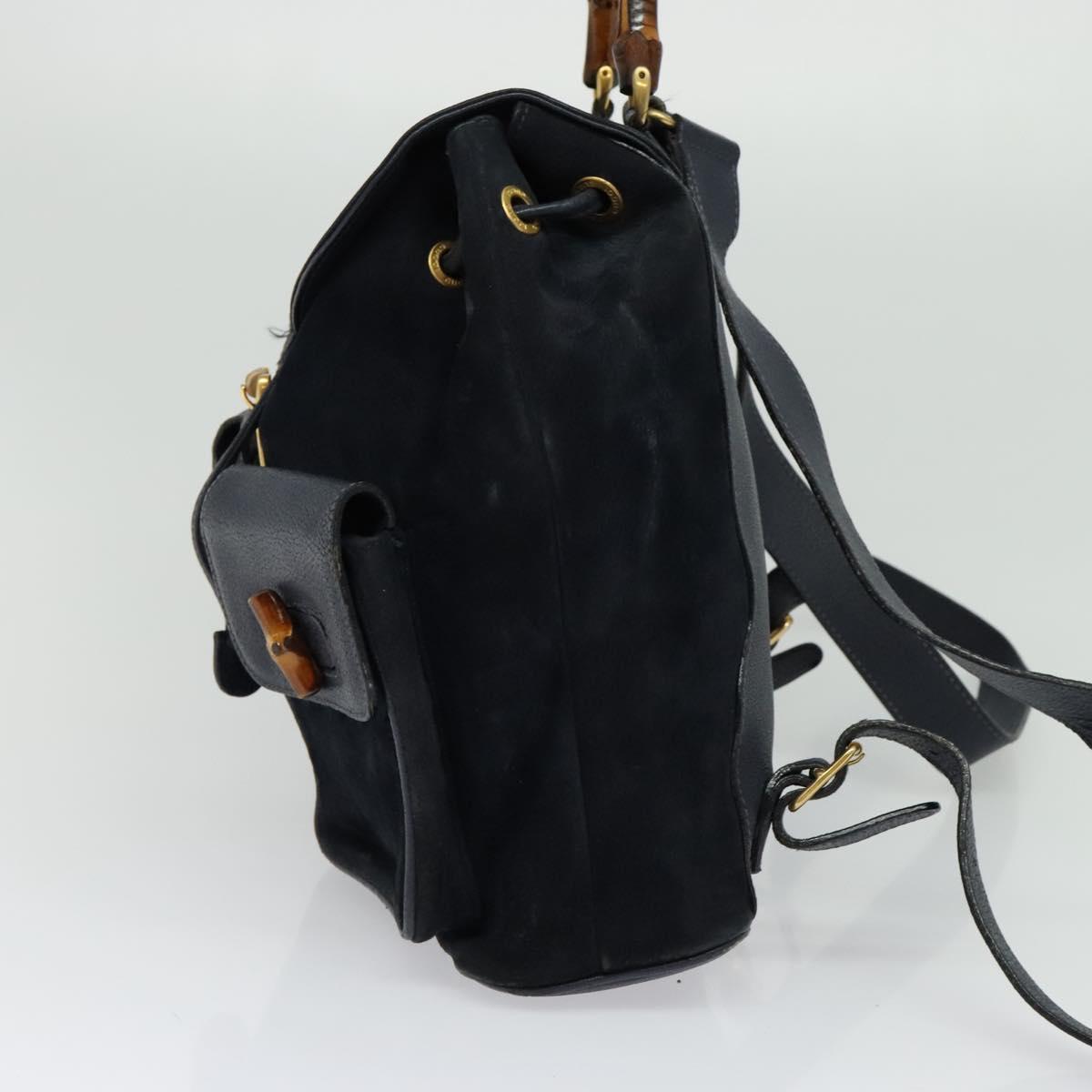 Gucci Bamboo Navy Suede Backpack Bag