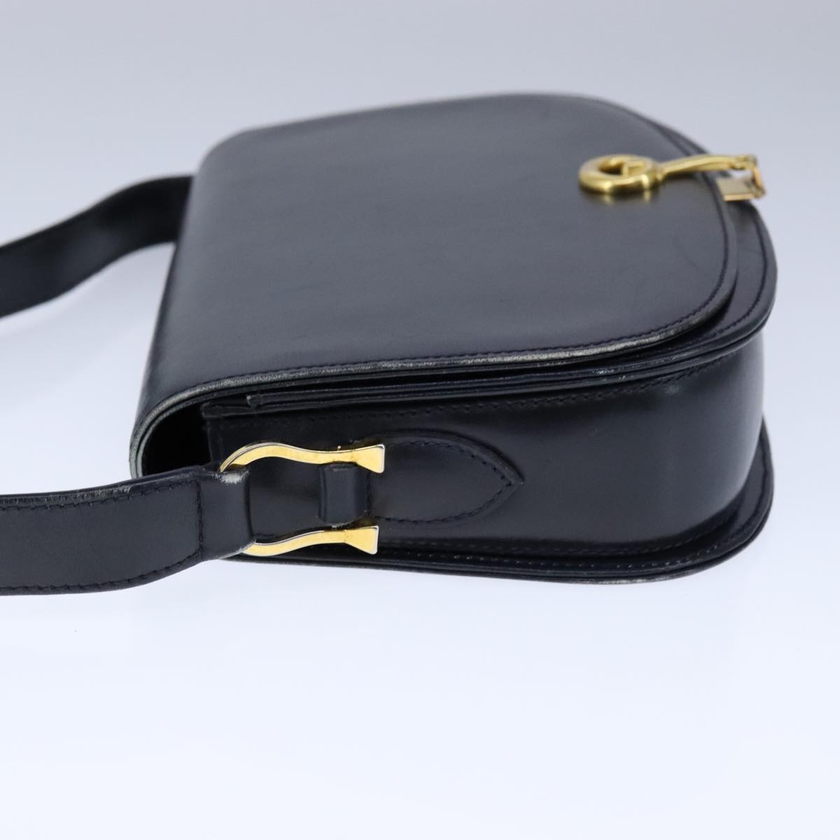 Gucci Horsebit Navy Leather Shoulder Bag