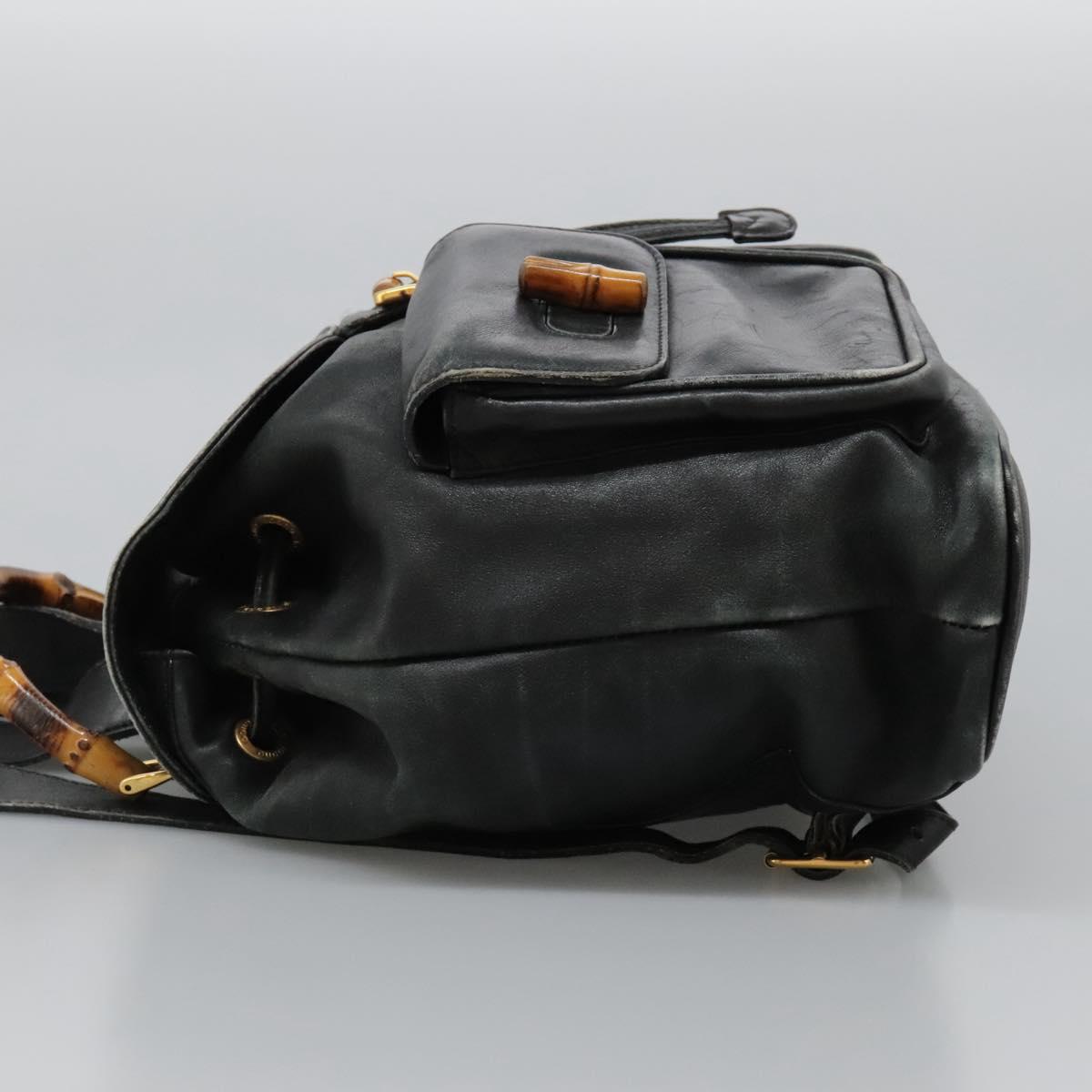 Gucci Bamboo Black Leather Backpack Bag