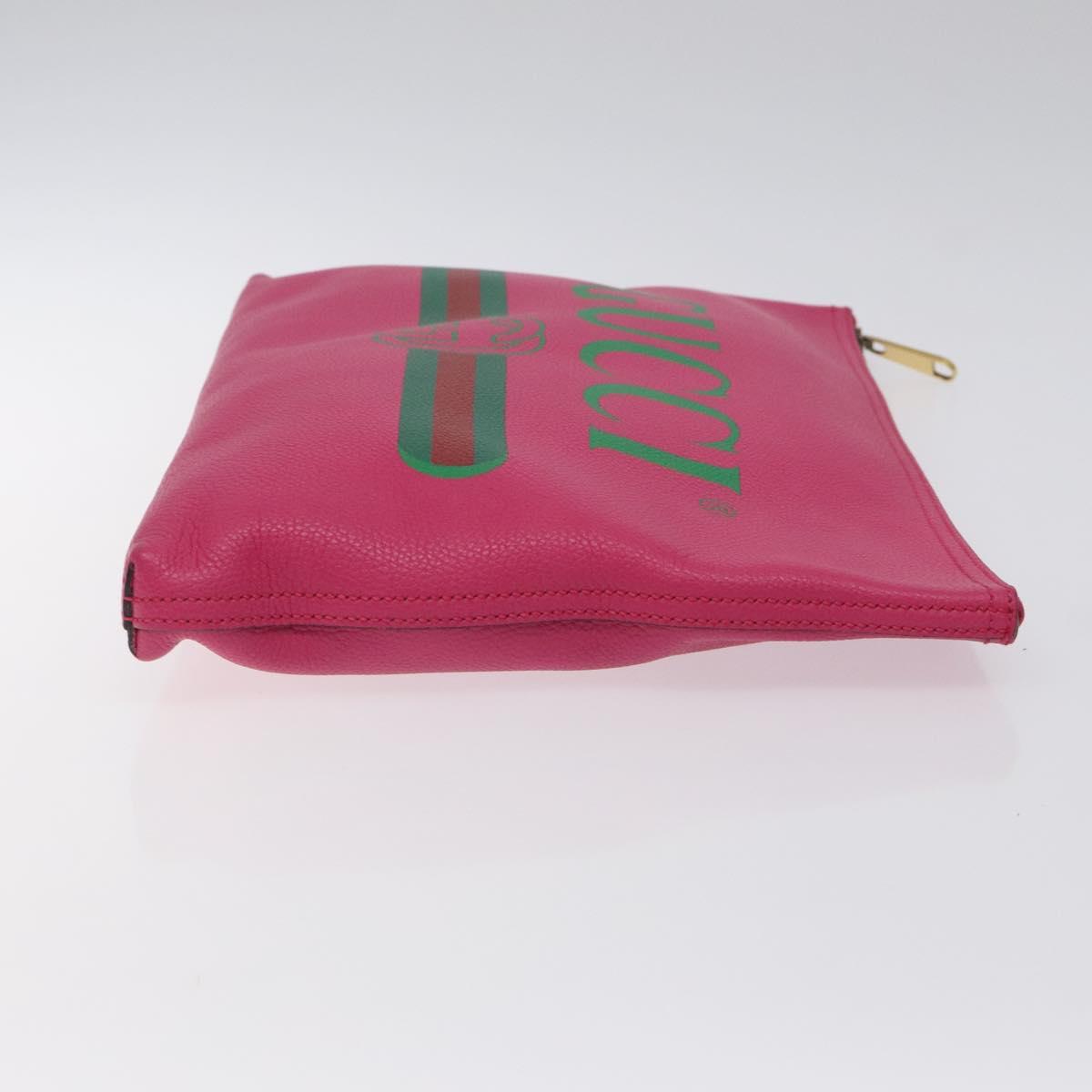 Gucci Logo Pink Leather Clutch Bag