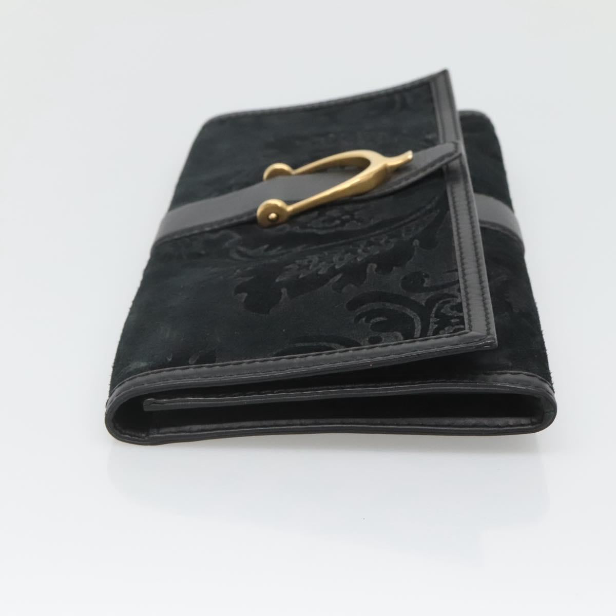 Gucci Stirrup Black Suede Clutch Bag