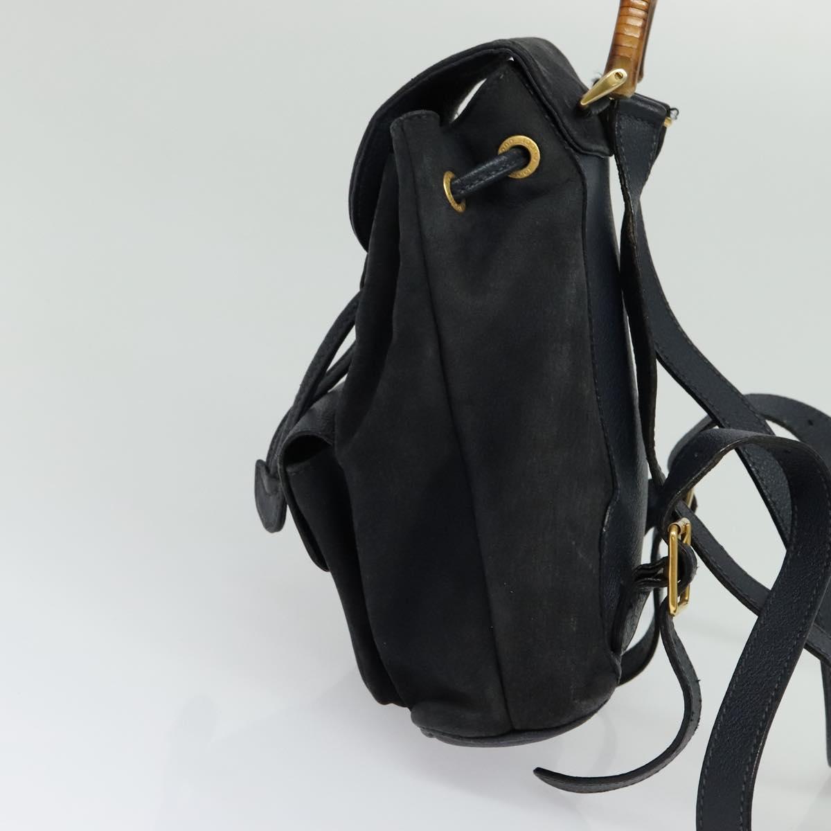 Gucci Bamboo Navy Suede Backpack Bag