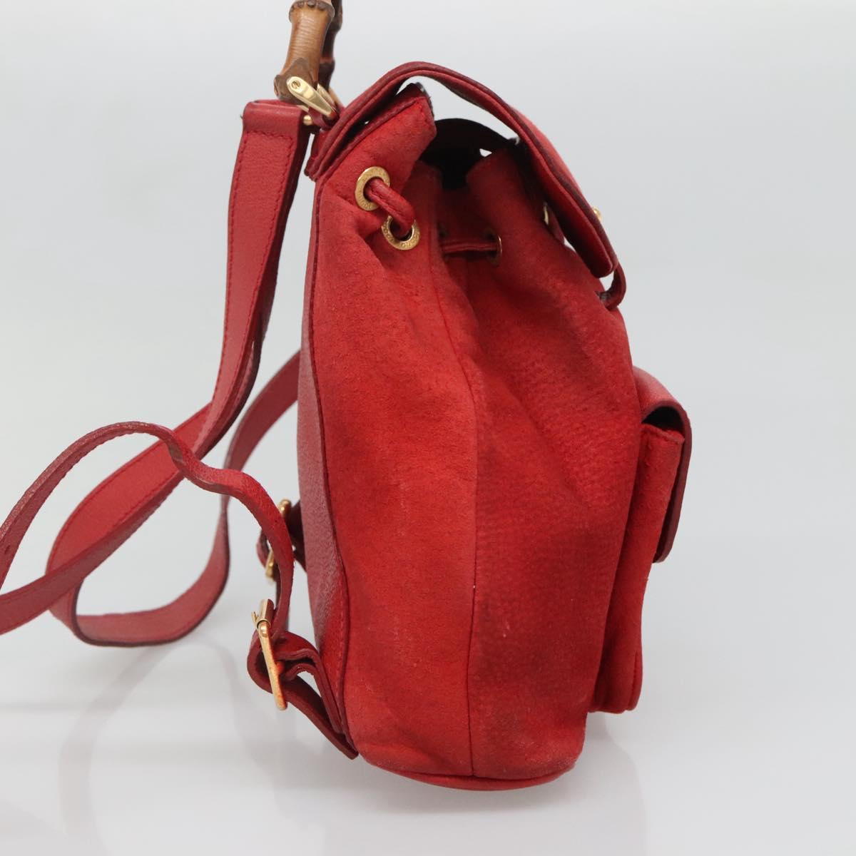 Gucci Bamboo Red Suede Backpack Bag
