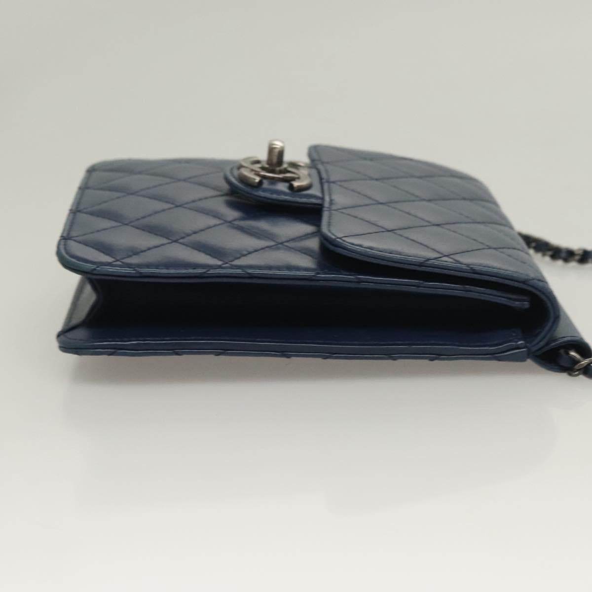 Chanel Cc Blue Leather Clutch Bag