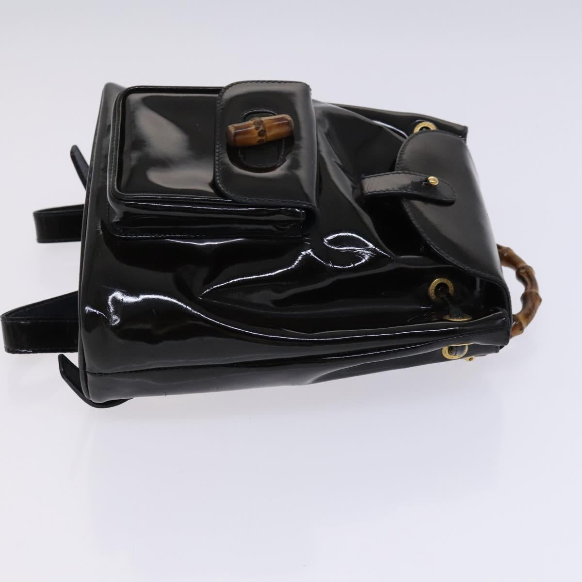 Gucci Bamboo Black Leather Backpack Bag