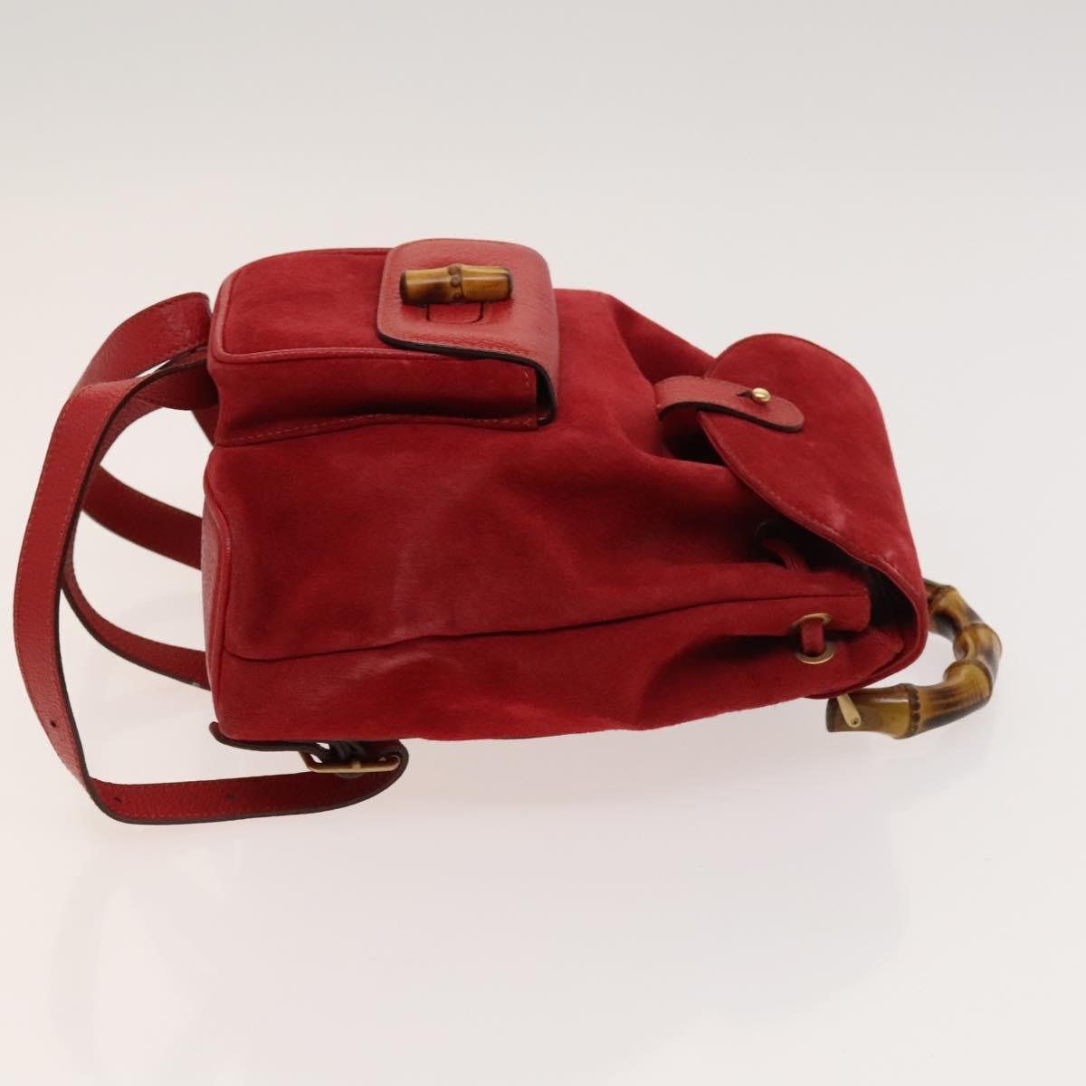 Gucci Bamboo Red Suede Backpack Bag