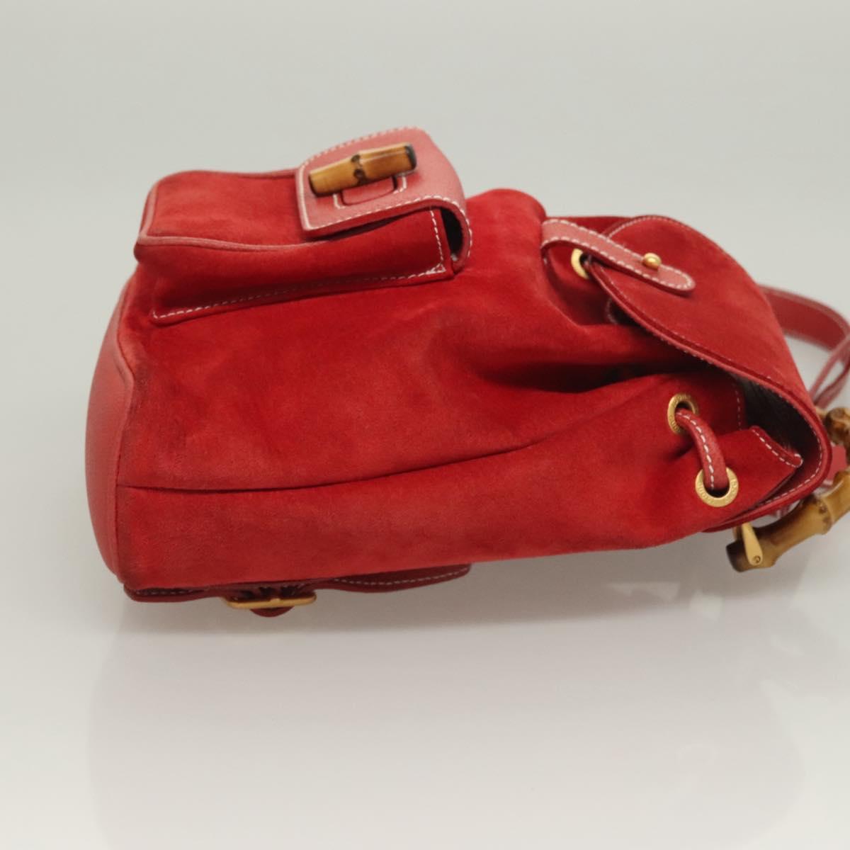 Gucci Bamboo Red Suede Backpack Bag