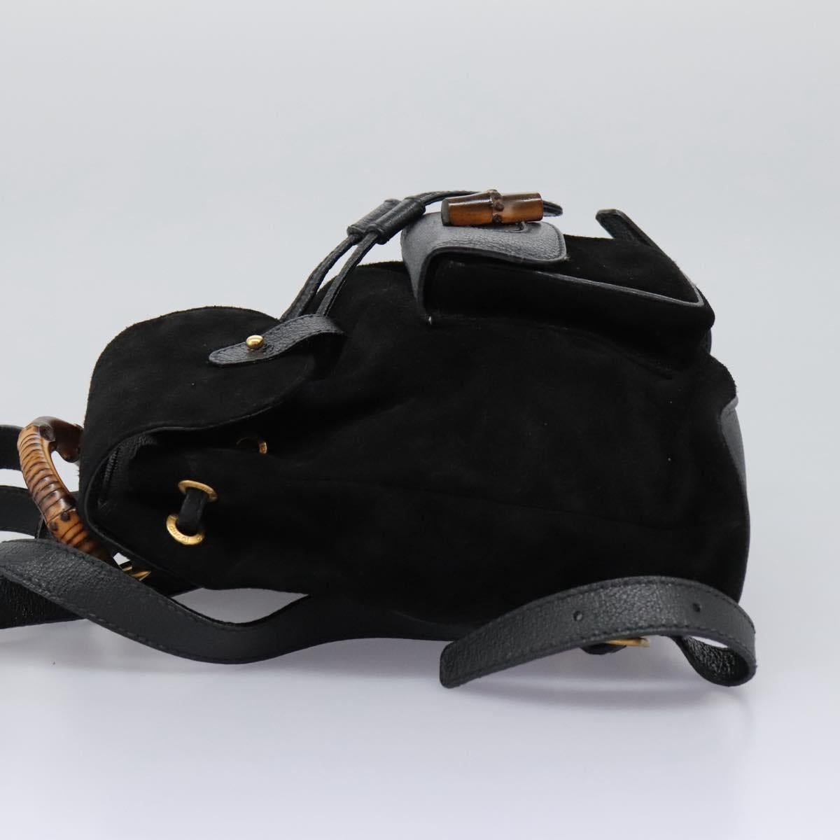 Gucci Bamboo Black Suede Backpack Bag