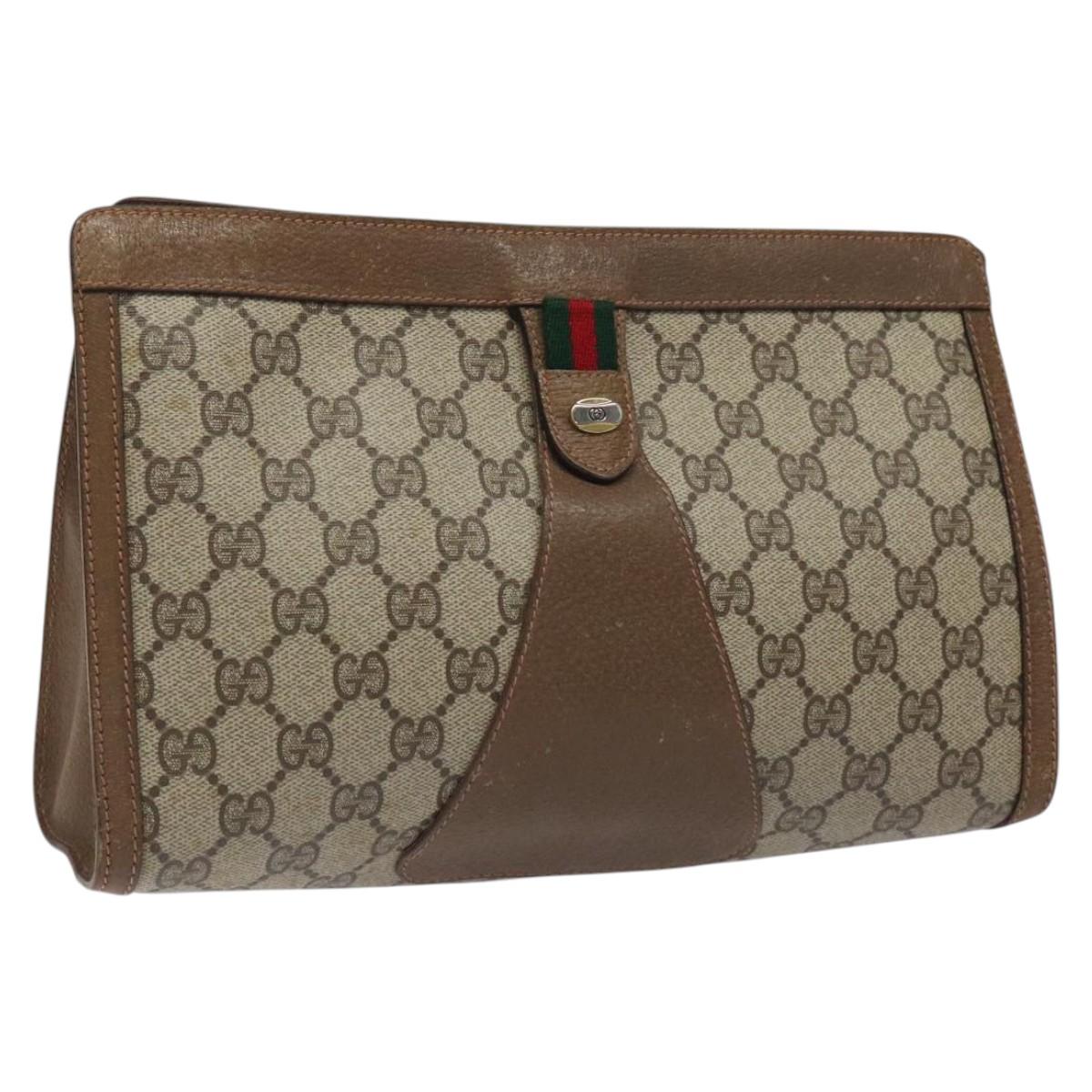 Gucci Ophidia Beige Canvas Clutch Bag