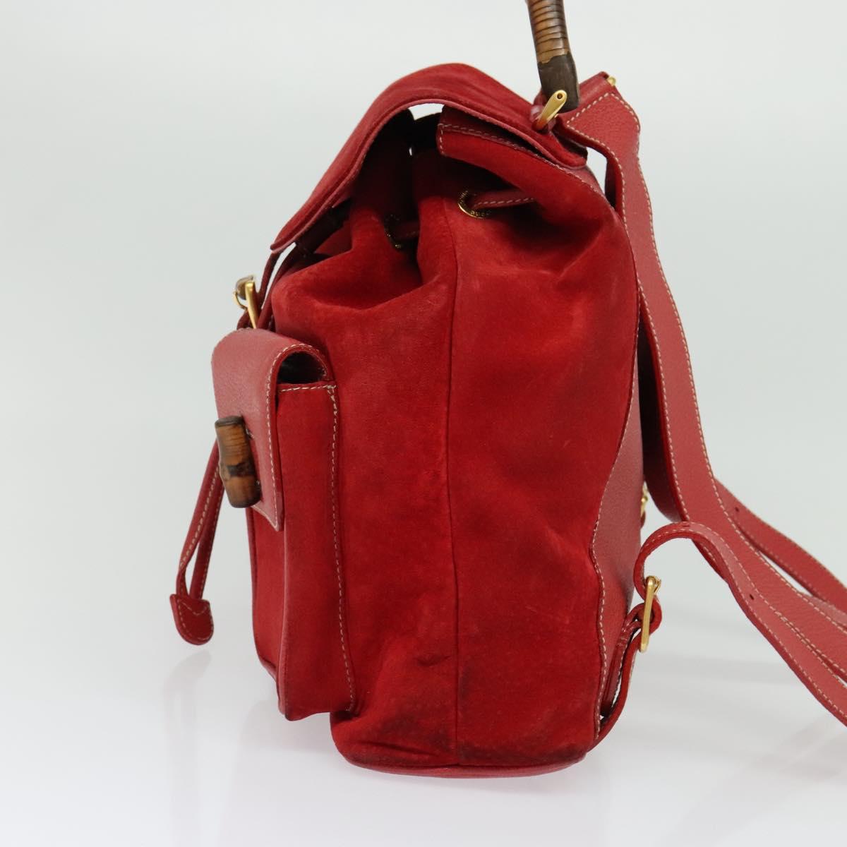 Gucci Bamboo Red Suede Backpack Bag