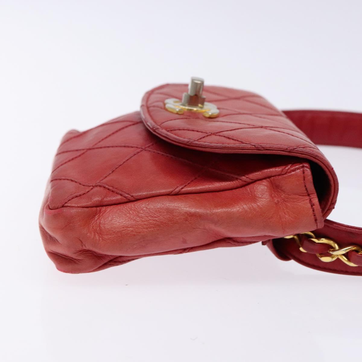 Chanel Bag Belt Red Leather Clutch Bag