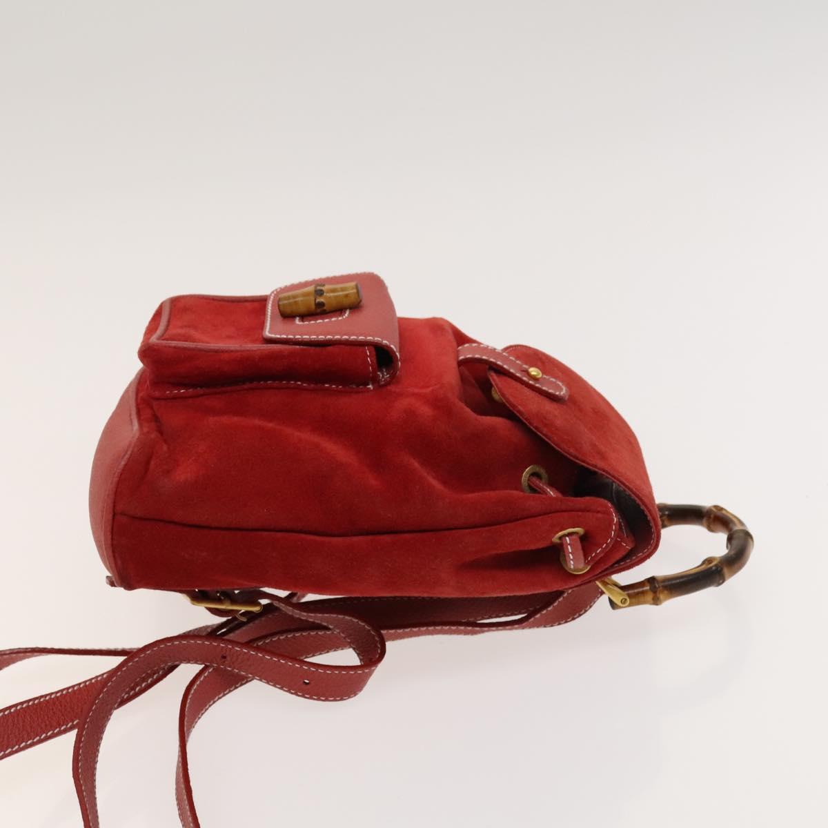 Gucci Bamboo Red Suede Backpack Bag