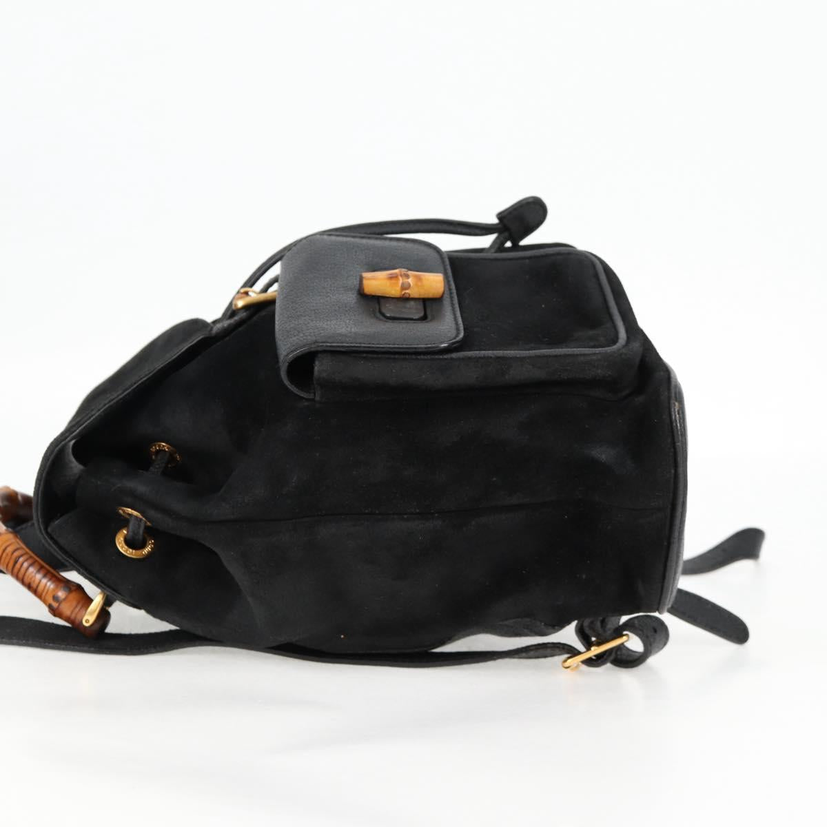 Gucci Bamboo Black Suede Backpack Bag