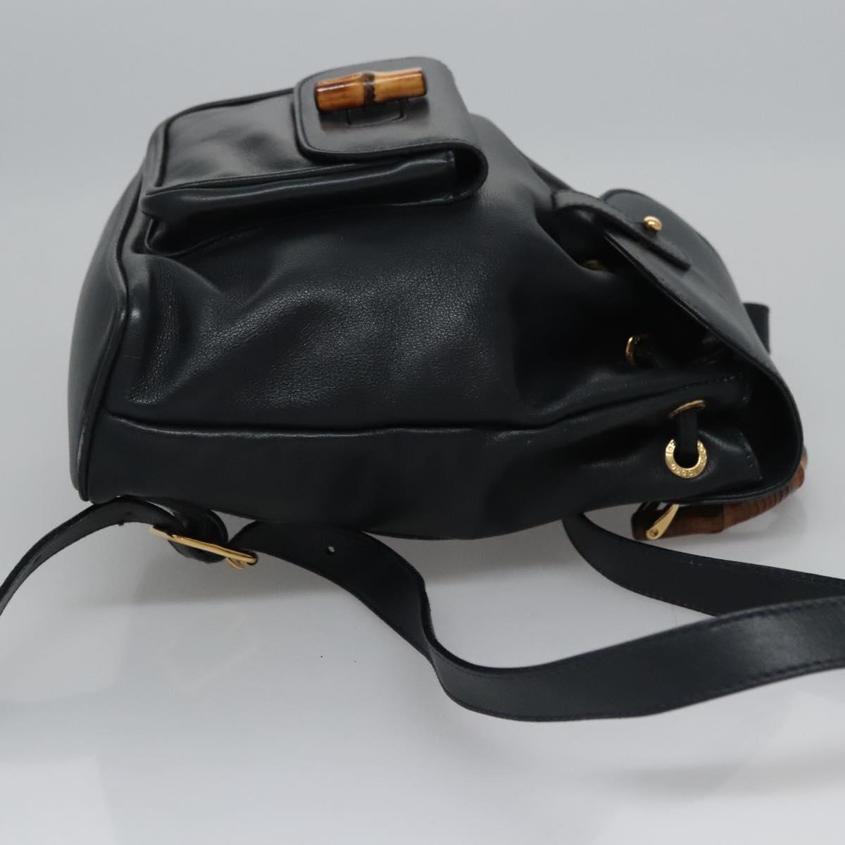 Gucci Bamboo Black Leather Backpack Bag